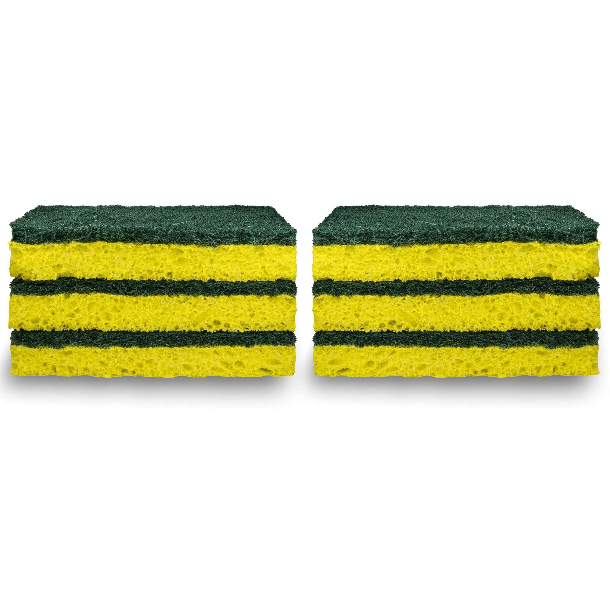 Amazon Basics Cleaning Sponges, Multipurpose, Heavy Duty Scrub Sponges, Yellow/Green, 6-Pack - Image 5