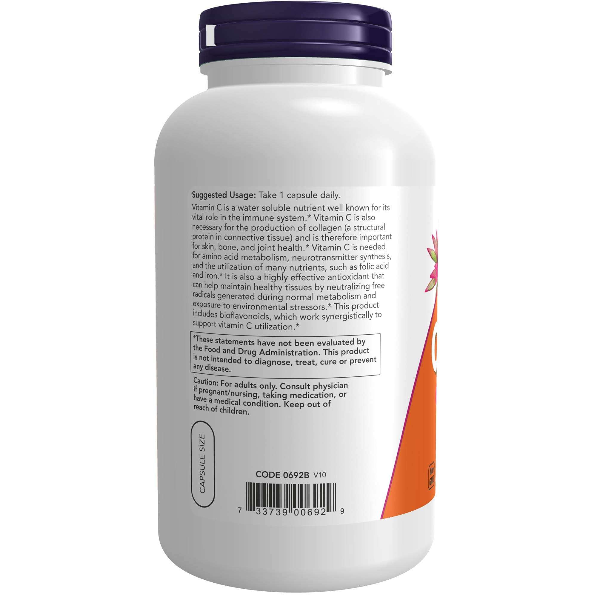 NOW Foods Supplements, Vitamin C-1,000 with 100 mg of Bioflavonoids, Antioxidant Protection*, 250 Veg Capsules - Image 3