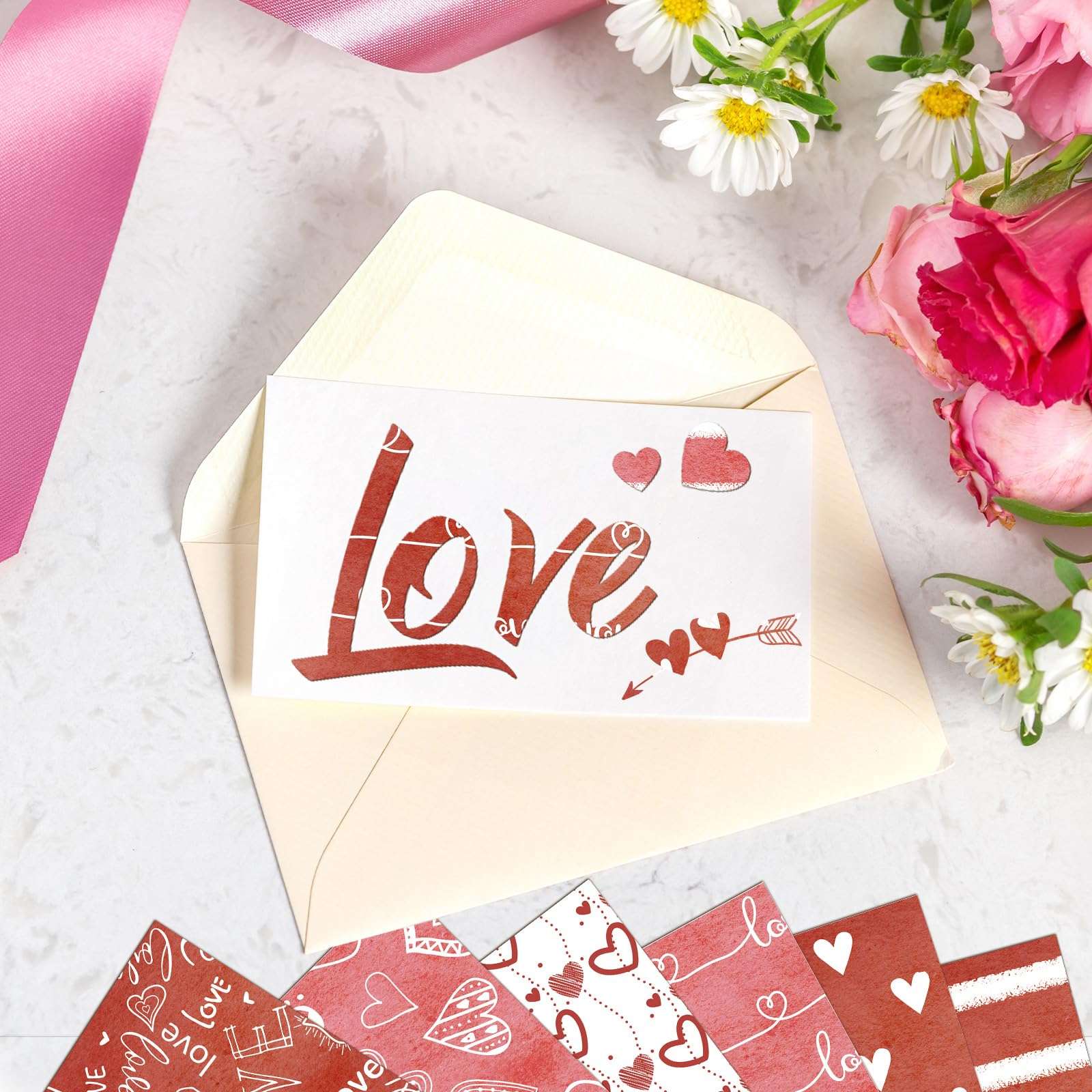Valentines Pattern Paper Double Sided Valentine Decorative Scrapbook Craft Paper,Love Heart Red Black Cardstock for Valentines Craft Supplies Card Making Scrapbook(12 Design,24 Sheet,11 x 11 Inch) - Image 6