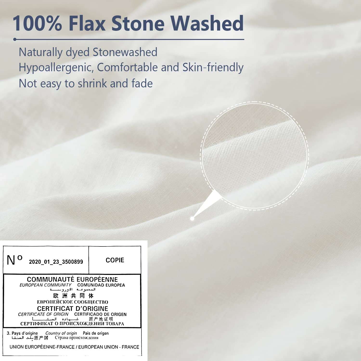 Simple&Opulence 100% Linen Pillow Case King Size Set of 2, White Pillow Covers with Overlap Closure, Luxury Breathable Pillowcases Protectors Suitable for All-Season (20" X 36", White) - Image 3