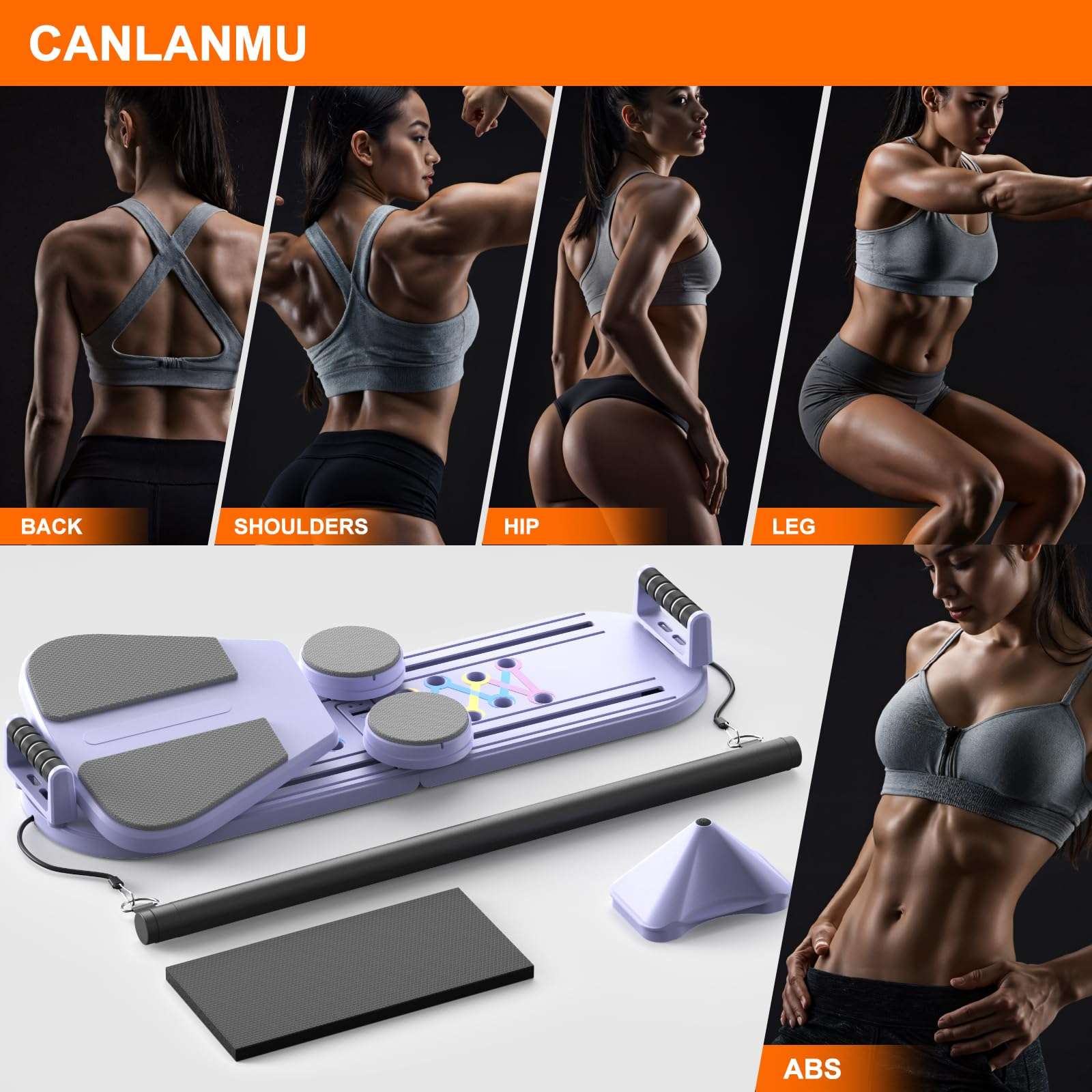 Pilates Board,Pilates Reformer Sets, Multifunctional Abdominal Pilates Board for Home Workout Equipment, Portable Foldable Ab Board Trainer Pilates Exercise Machine,Pilates Board for Women - Image 3