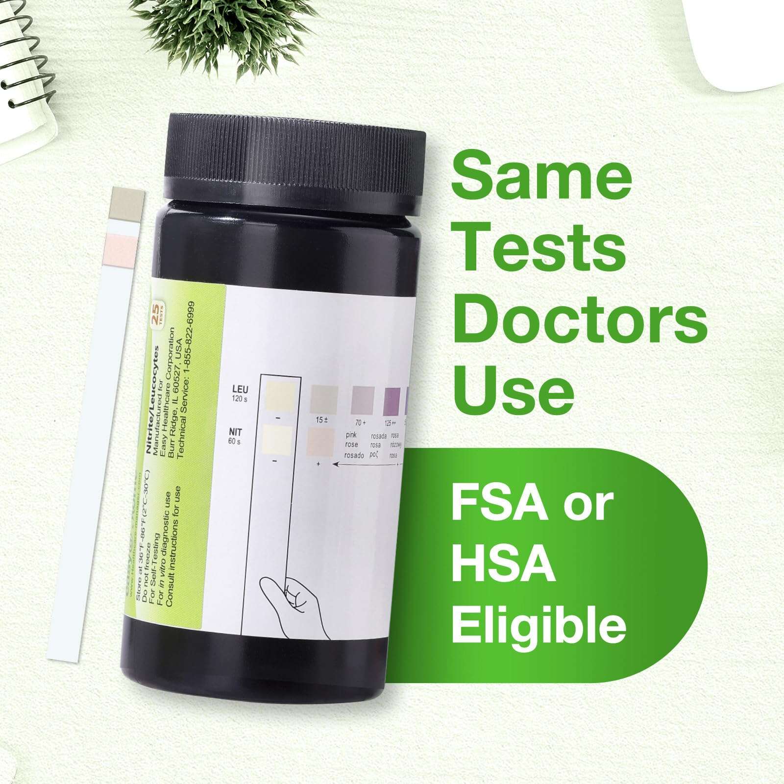 Easy@Home UTI Test Strips 25 Tests, Instant Urine Test Kit for UTI Infections, Women Urinary Tract Bladder Infection Testing, Results in 2 Min (UTI-25P) - Image 3