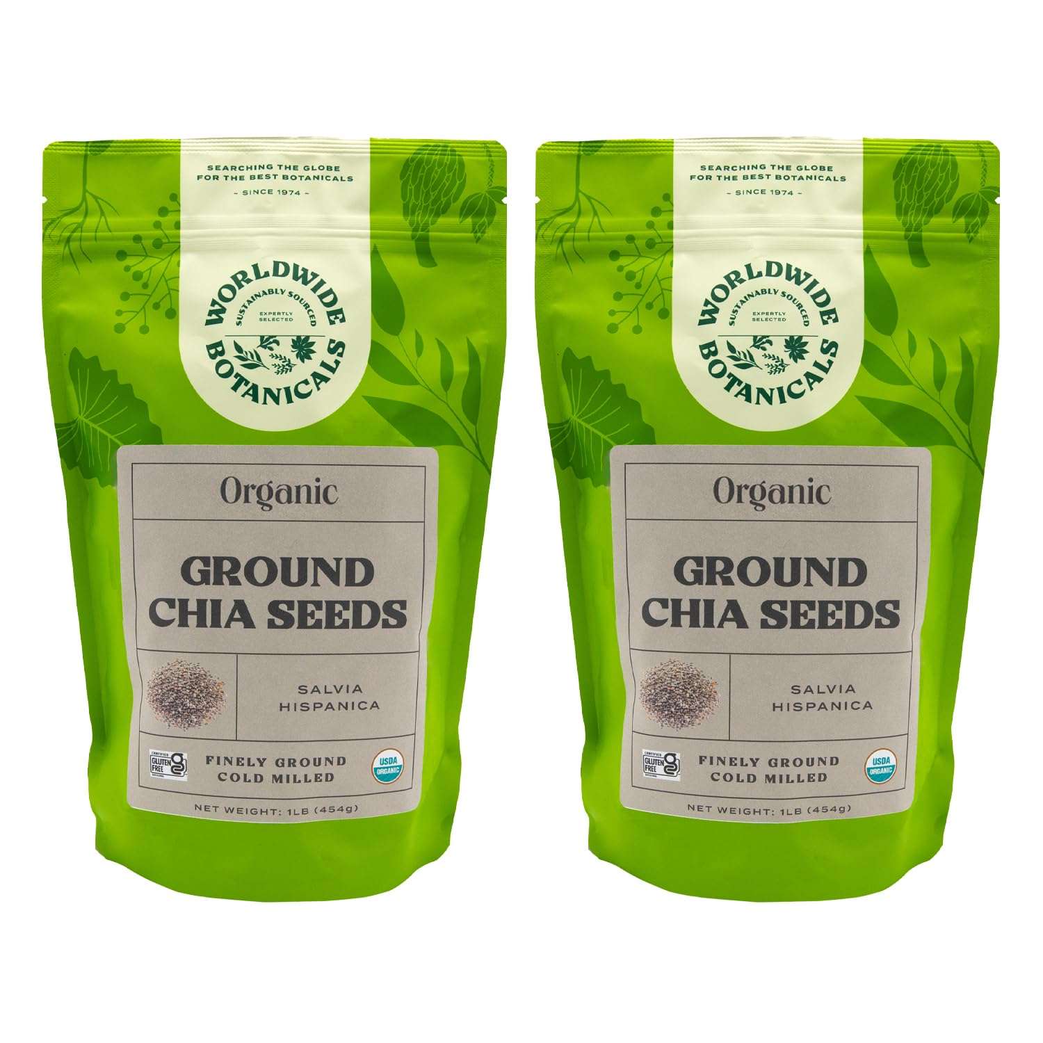 Worldwide Botanicals Organic Ground Chia Seeds, 1 Pound - Excellent Source of Fiber, Protein, and Omega-3 Fatty Acids | Gluten-Free | Vegan | Non-GMO | Kosher, Pack of 2 - Image 1