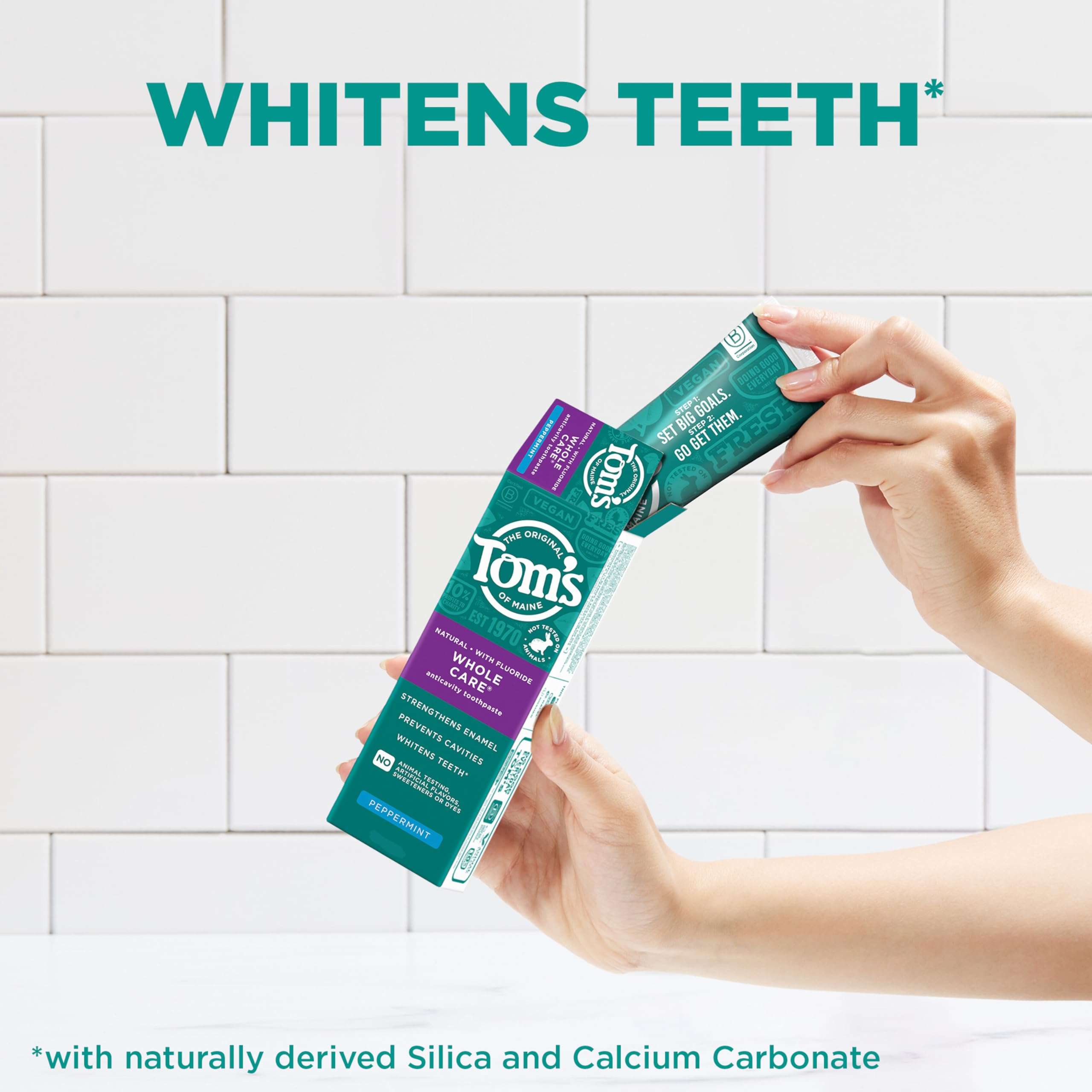 Tom's of Maine Whole Care Natural Toothpaste with Fluoride, Peppermint, 4 oz. 3-Pack (Packaging May Vary) - Image 4
