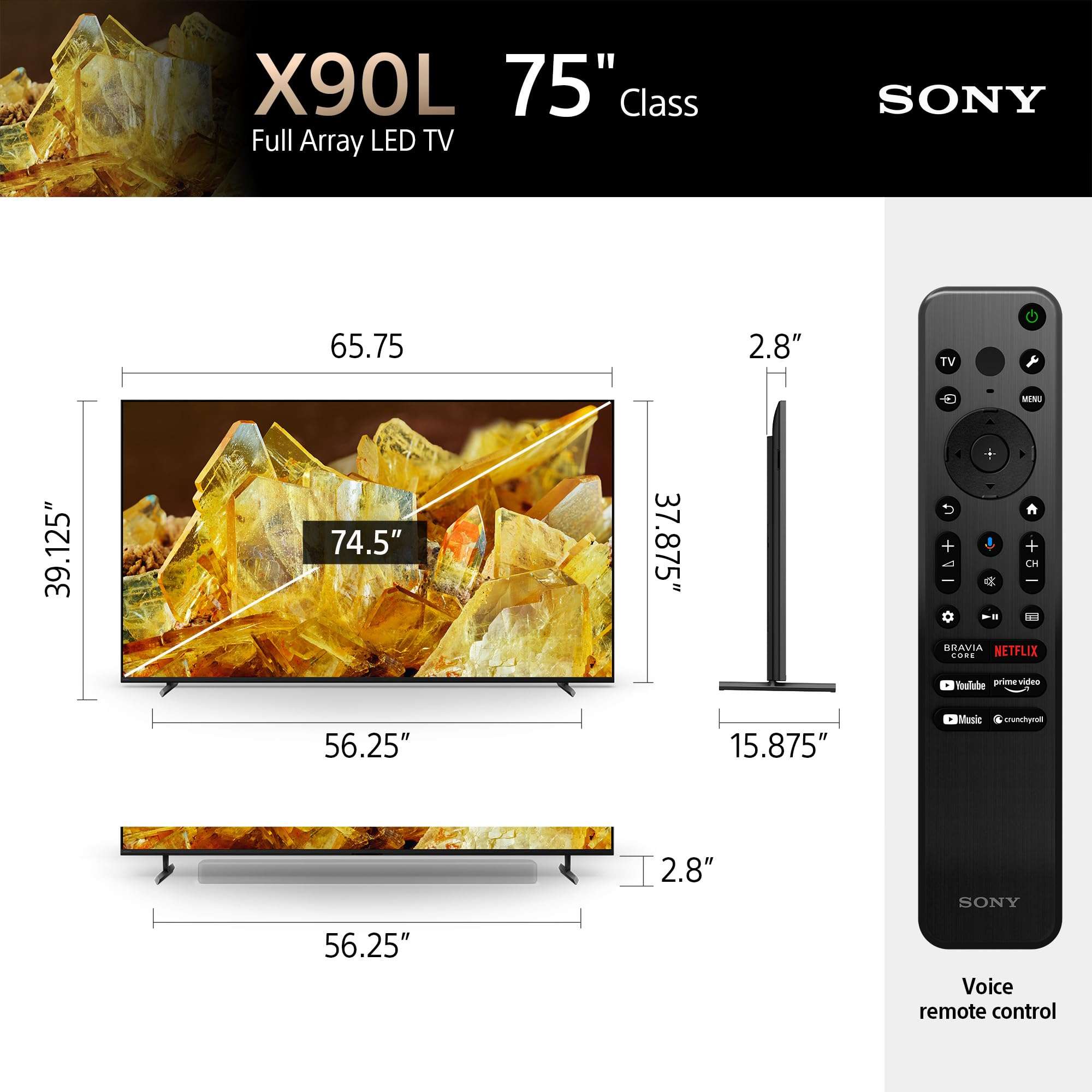 Sony 75 Inch 4K Ultra HD TV X90L Series: BRAVIA XR Full Array LED Smart Google TV with Dolby Vision HDR and Exclusive Features for The Playstation® 5 XR75X90L- Latest Model,Black - Image 5