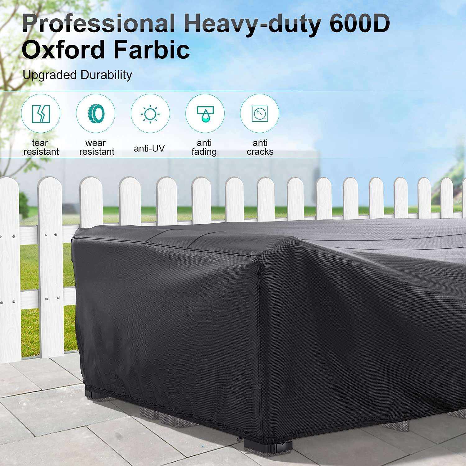 BROSYDA Patio Furniture Covers, Heavy Duty Outdoor Furniture Cover Waterproof, Sectional Sofa Set Covers Table and Chair Set Cover 108" L × 82" W × 28" H - Image 7