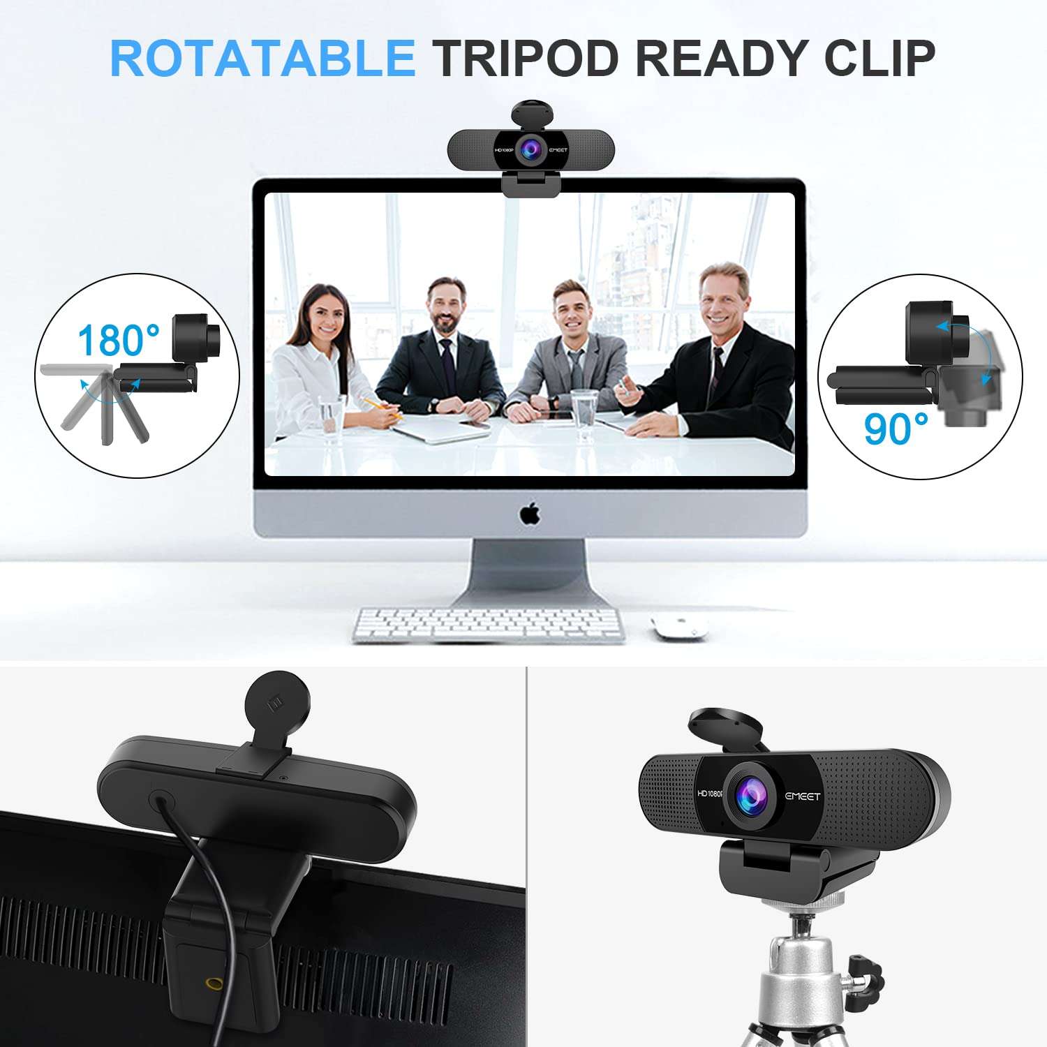 EMEET 1080P Webcam with Microphone, C960 Web Camera, 2 Mics Streaming Webcam, 90°FOV Computer Camera, Plug and Play USB Web Cam for Online Calling/Conferencing, Zoom/Teams/Facetime/YouTube, Laptop/PC - Image 8