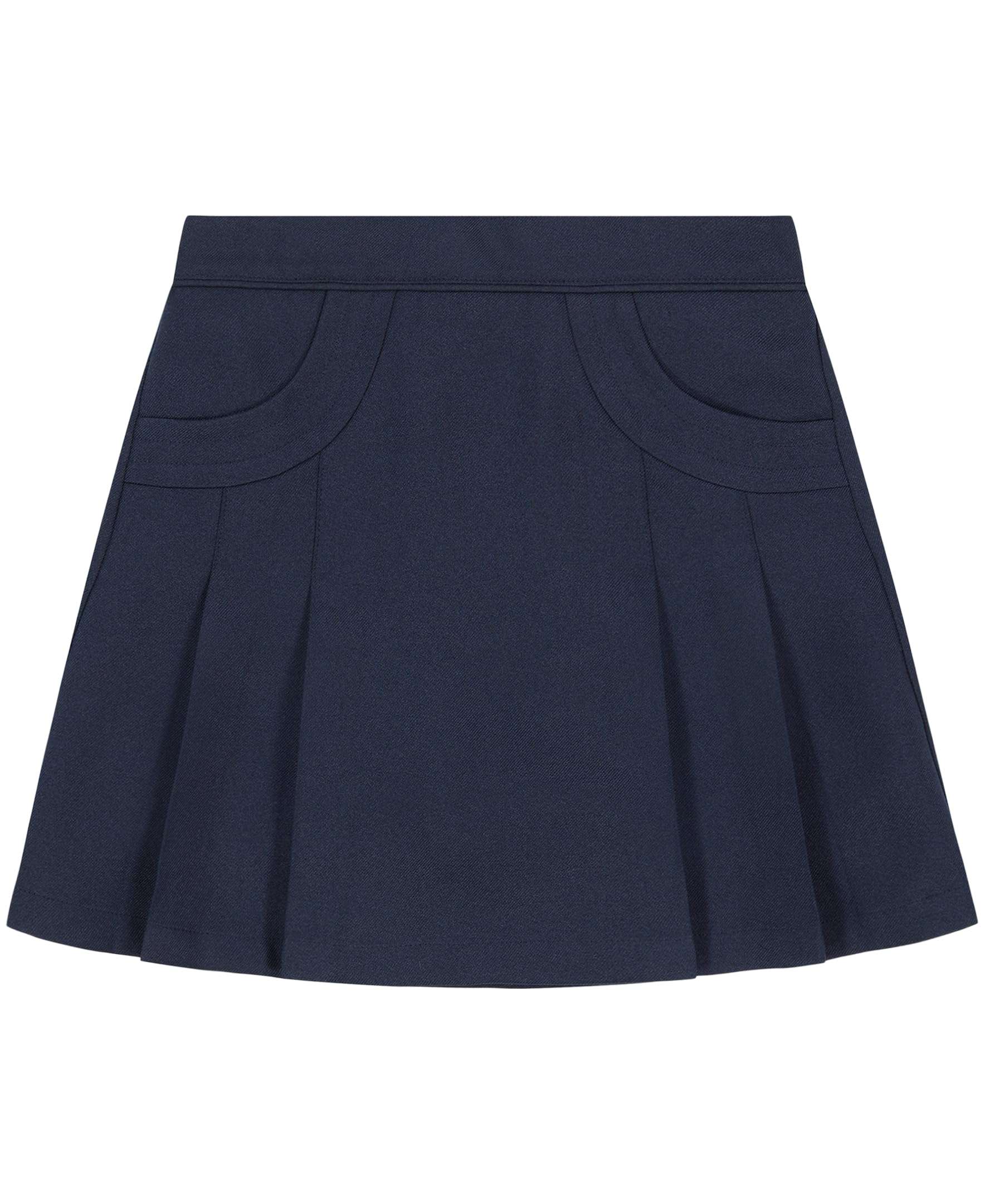 Nautica Girls' School Uniform Pleated Pull-on Scooter Skirt with Undershorts, Knit Waistband & Functional Pockets - Image 1