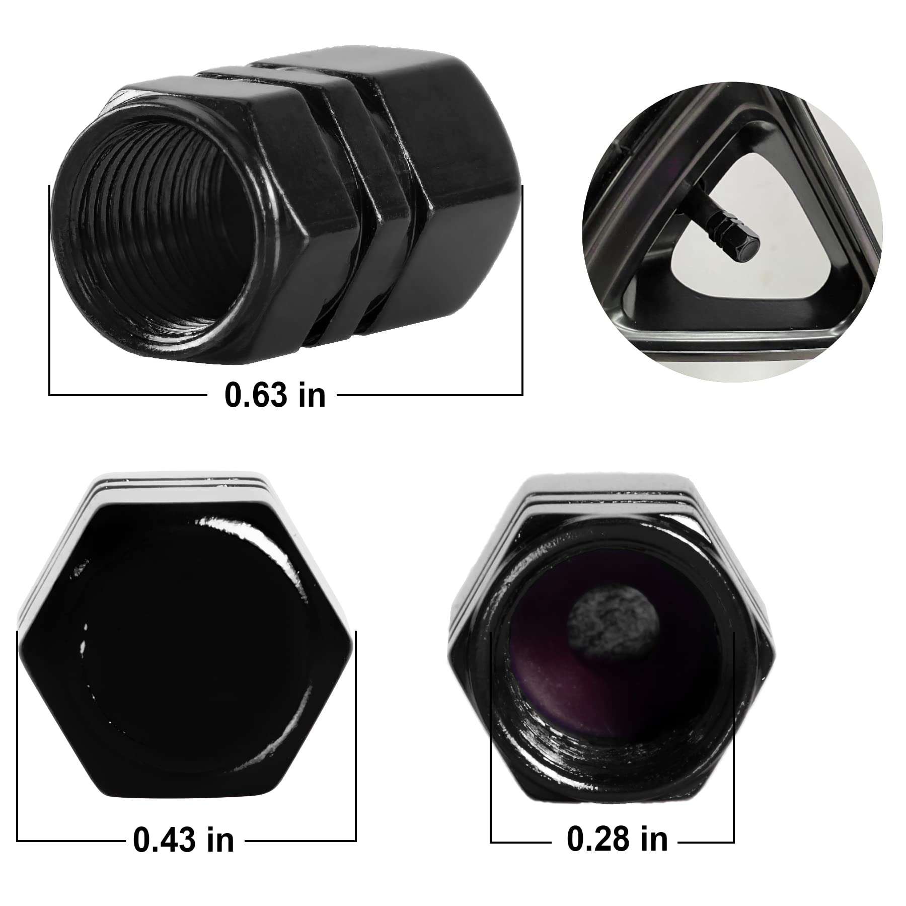 JUSTTOP Car Tire Valve Stem Caps, 12pcs Air Caps Cover, Universal for Cars, SUVs, Bike, Trucks and Motorcycles-Black - Image 2