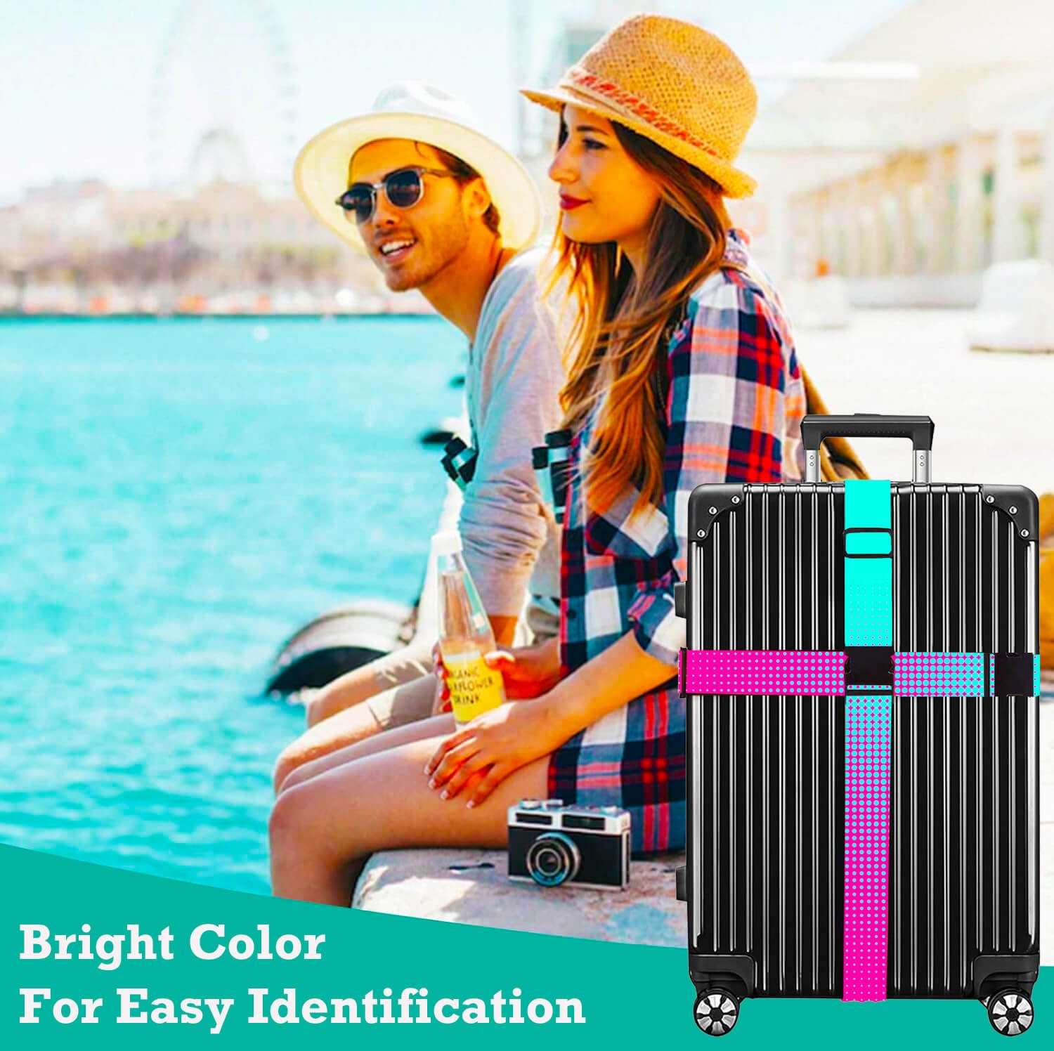 XioioiX Luggage Straps for Suitcases TSA Approved Easy Pack Organized Suitcase Strap, Luggage Strap, Luggage Belt Strap, Bag Straps for Luggage. Buckle Straps Travel Accessories (Gradient Dot) - Image 7