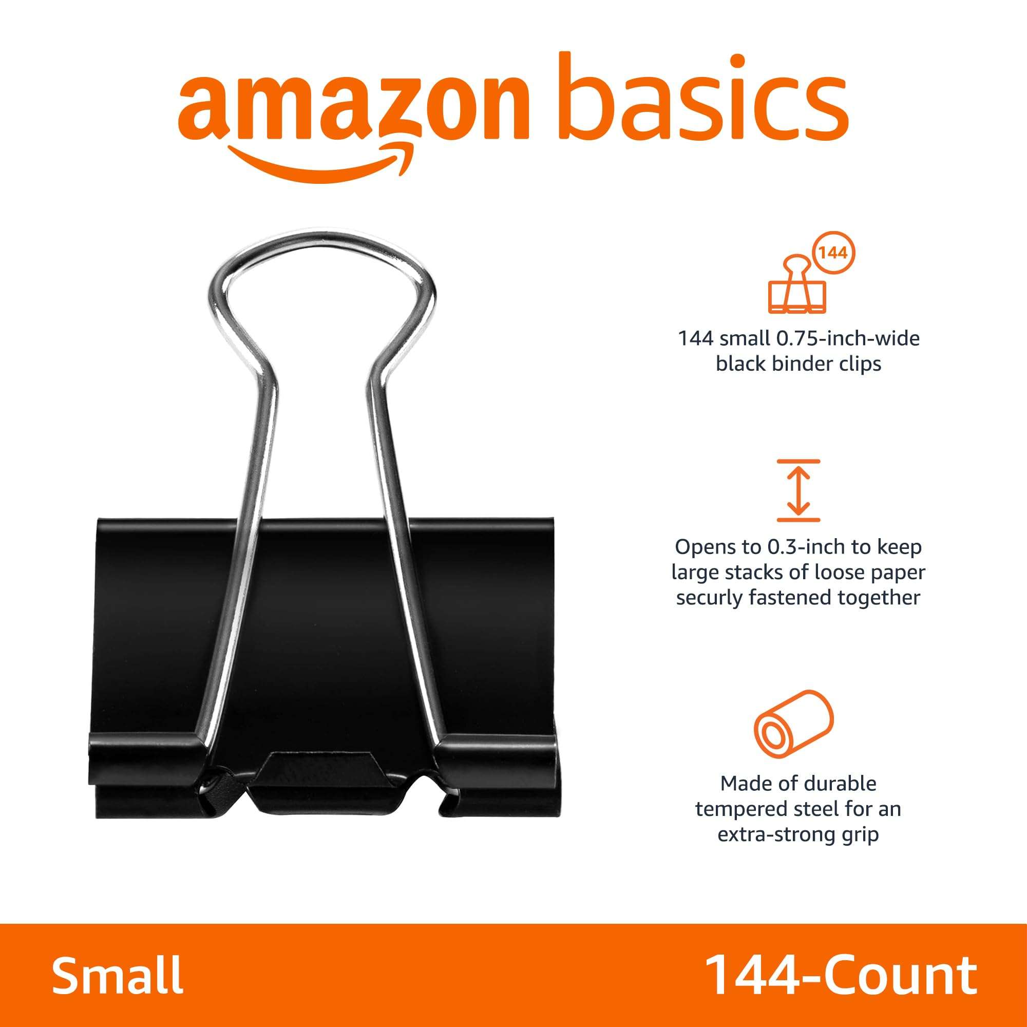 Amazon Basics Sturdy Binder Clips for Office Use, 144 Count (12 Pack of 12), Small, 0.75 in, Black - Image 4
