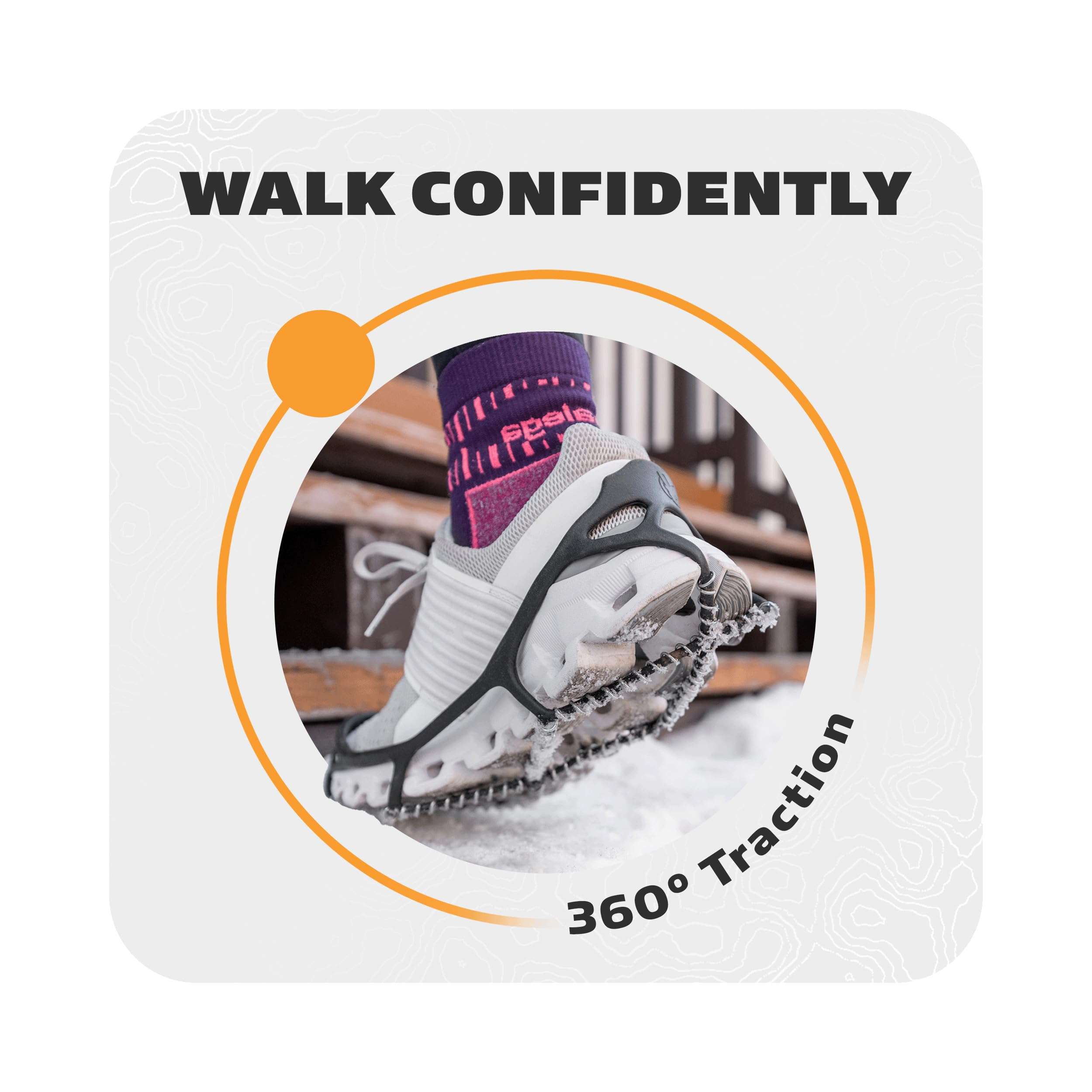 Yaktrax Walk Traction Cleats - 360-Degree Grip on Snow, Ice, & Multi-terrain Surfaces - Elastic Outer Band w/ Easy-On/Off Heel Tab & 1.2mm Zinc-coated Steel Coils - Abrasion & Rust Resistant - Unisex - Image 5