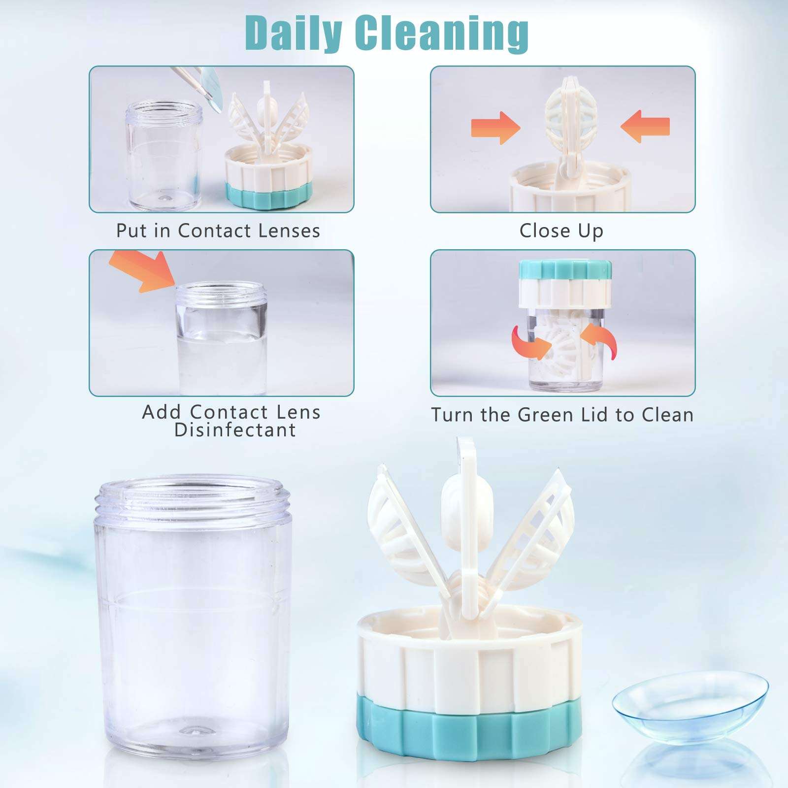 Contact Lens Travel Kit with Cleaner Washer, Portable Contact Box with Mirror Tweezers Remover Tool Solution Bottle for Daily Outdoor - Image 3