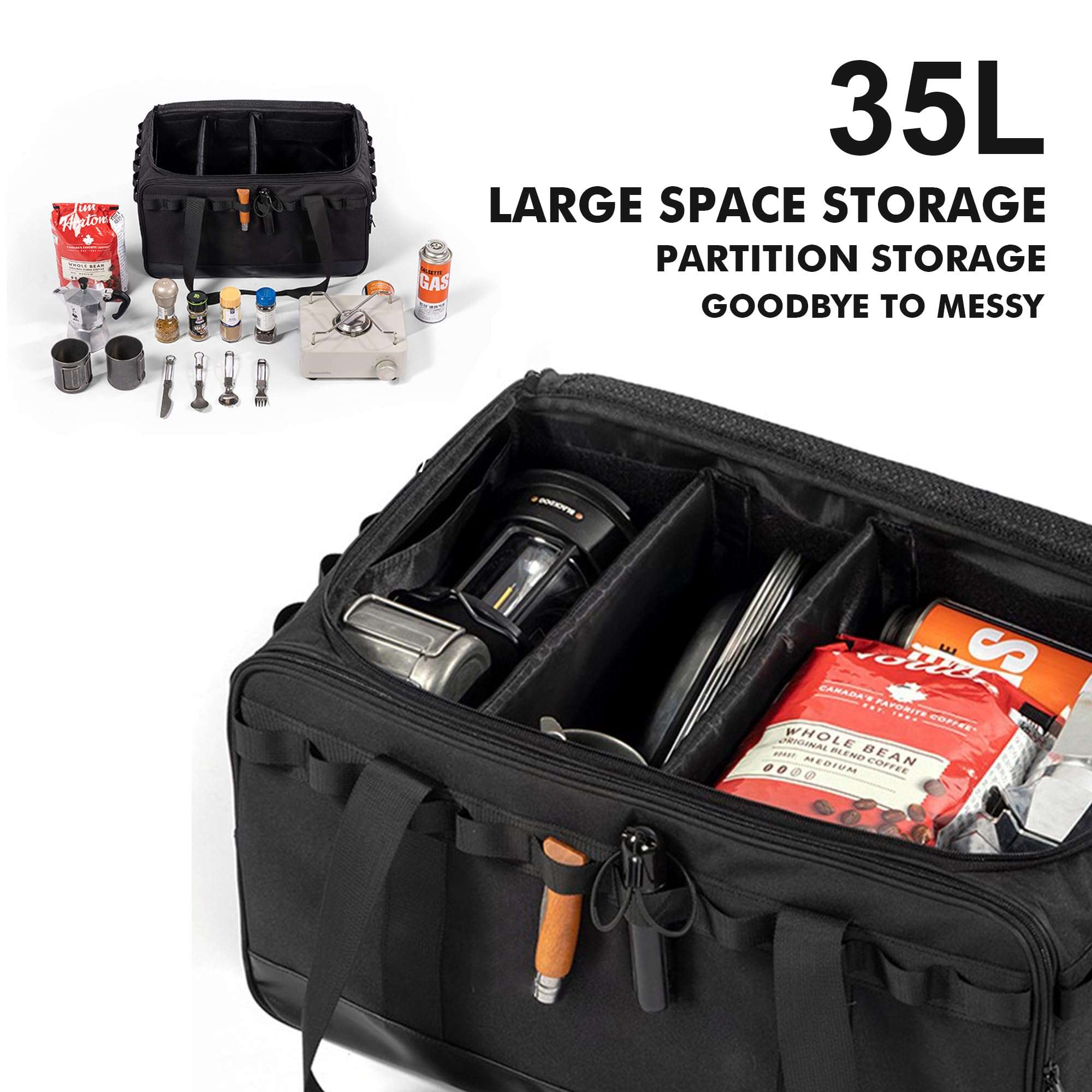 COOZMENT 35L Camping Bag,Tactical Duffle Bag with Waterproof Bottom,Shoe Bag for Travel/Outdoor with 3 Adjustable Dividers,Picnic Camping Organizer,Multi-functional Duffel Bag for Camping/Sports/GYM - Image 4