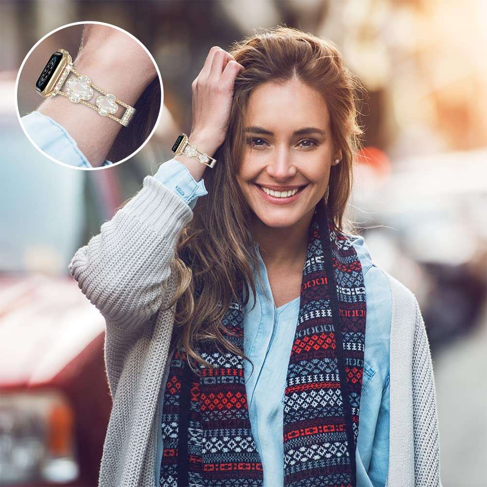 Musk-MSKR Diamond Metal Bands Add Sparkle to Your Watch For Apple Watch Series 10/9/8/7/6/5/4/3/2/1SE/Ultra Clover Simple and Stylish Compatible with 38mm40mm41mm42mm44mm45mm 46mm49mm Women's Wear - Image 7
