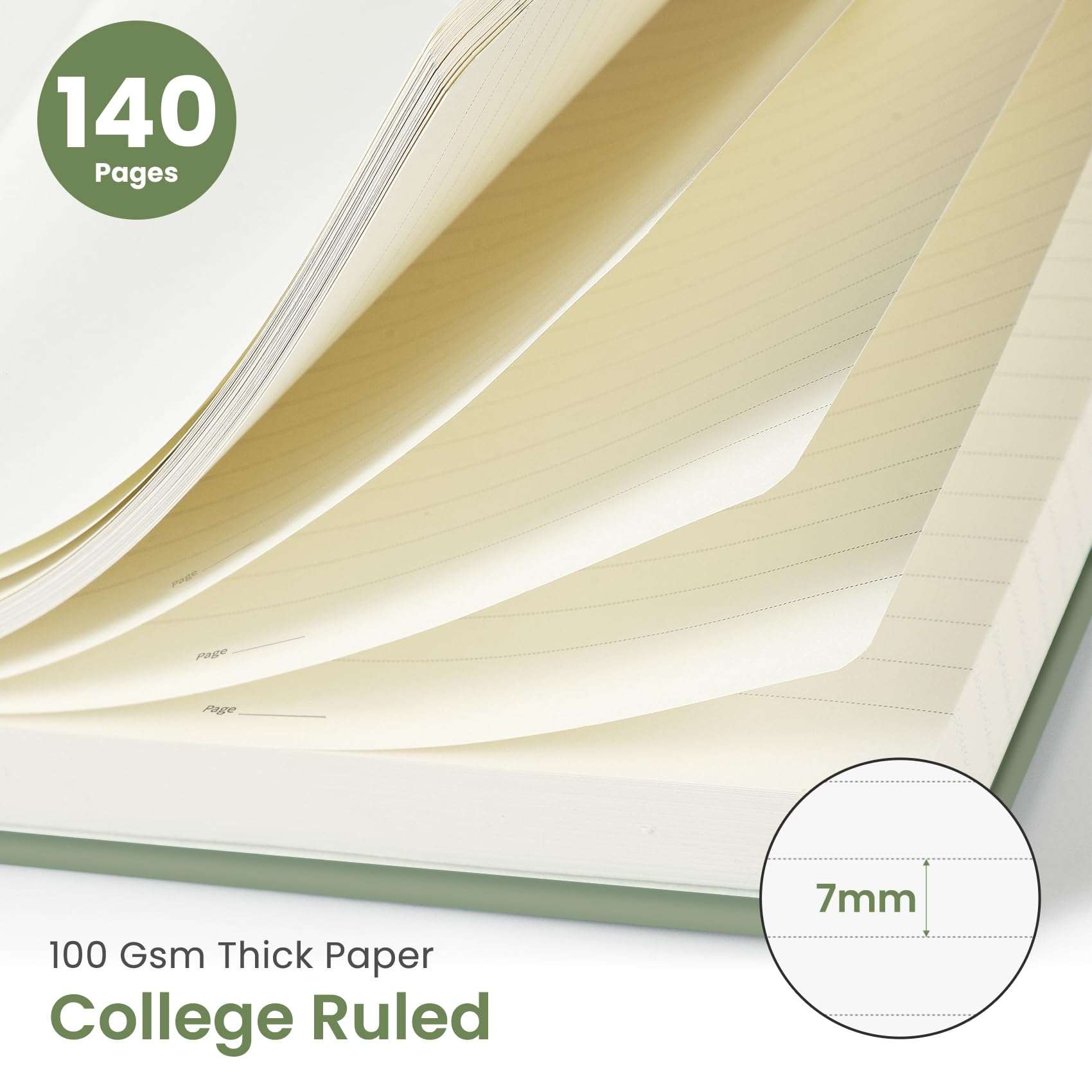Lined Spiral Journal Notebook for Women & Men, 140 Pages, College Ruled Hardcover Notebook for Work & Note Taking, Journals for Writing, A5(6"x8") - Green - Image 2