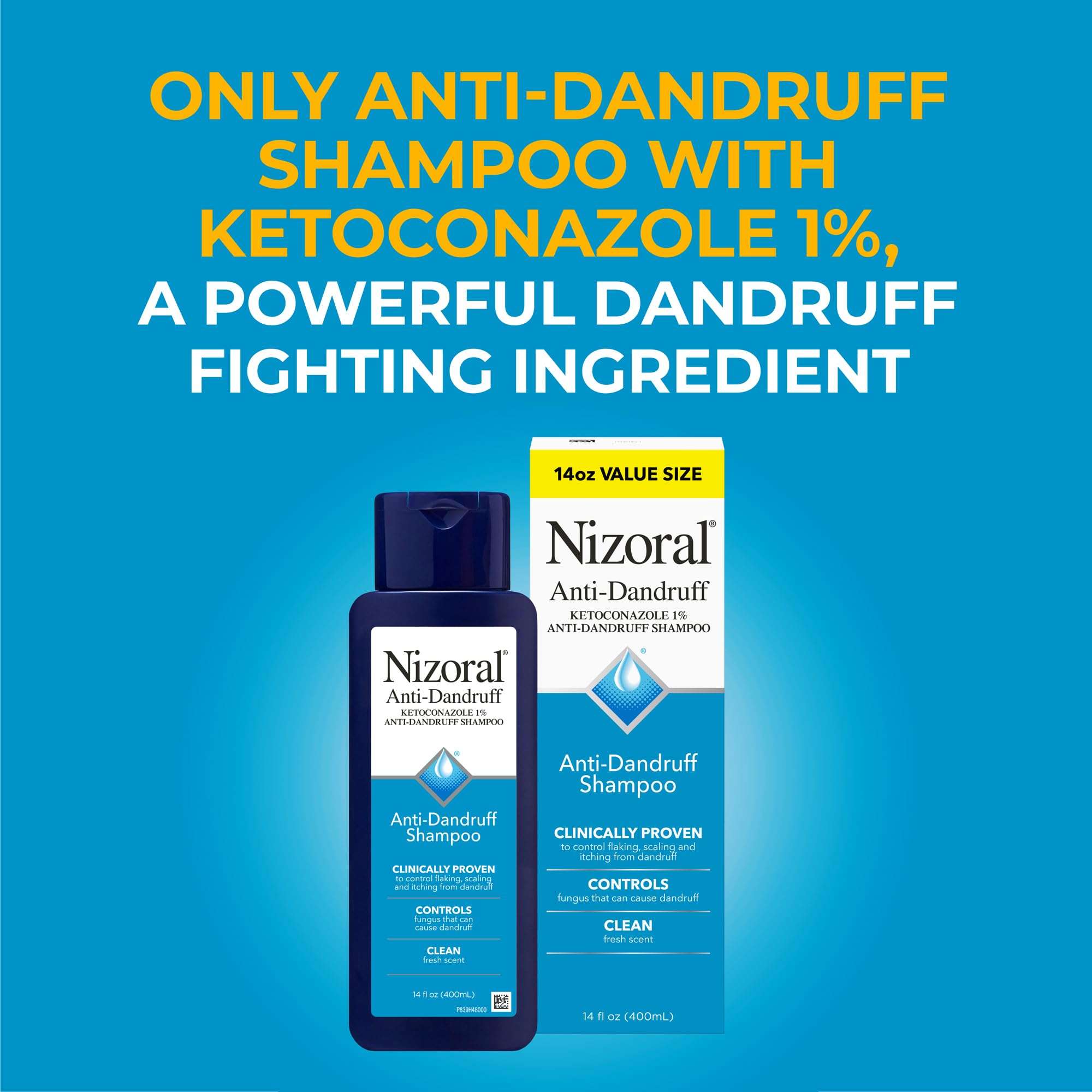 Nizoral Anti-Dandruff Shampoo with 1% Ketoconazole, 14 Fl Oz, Fresh Scent, Anti Fungal Shampoo - Image 2