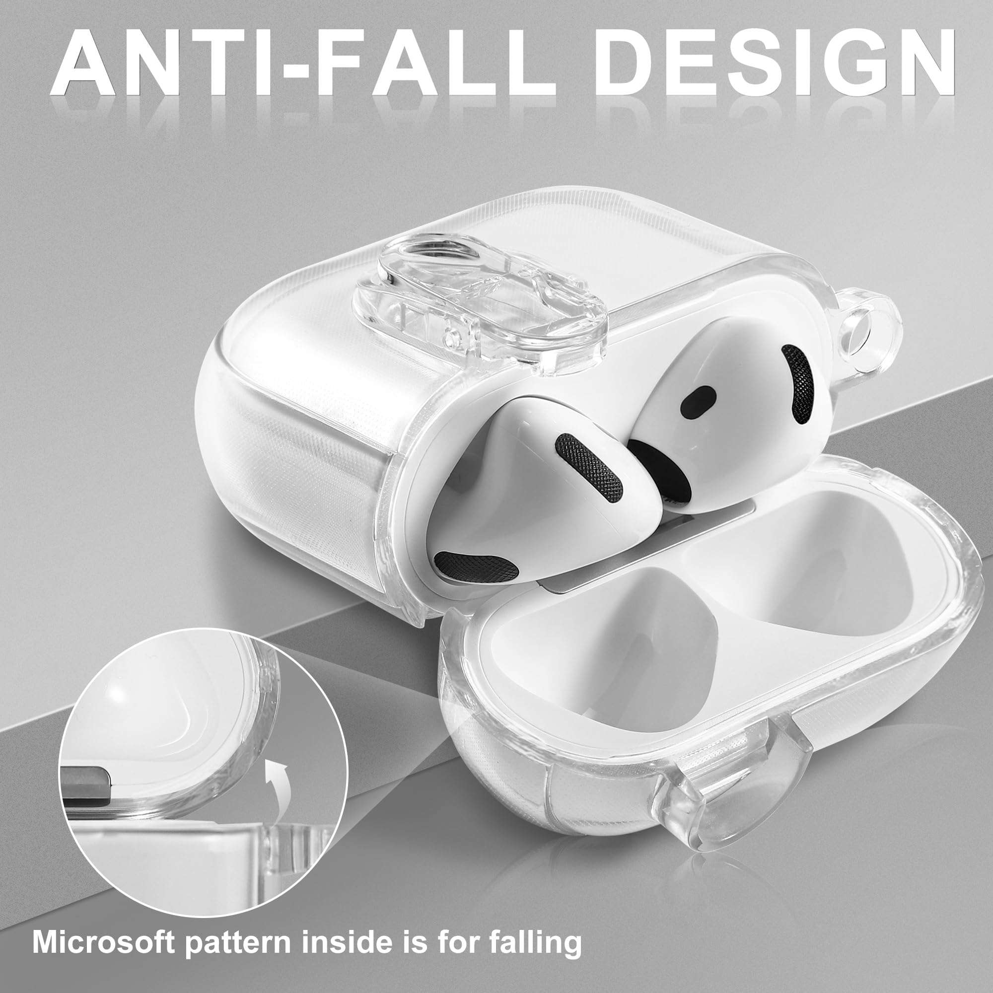 Clear Case with Safety Lock for Apple Airpods 4 (2024) | Compatible with iPods 4th Generation | Soft TPU Transparency | Women/Girl Design | Bling Keychain | Earbuds Protection - Image 3