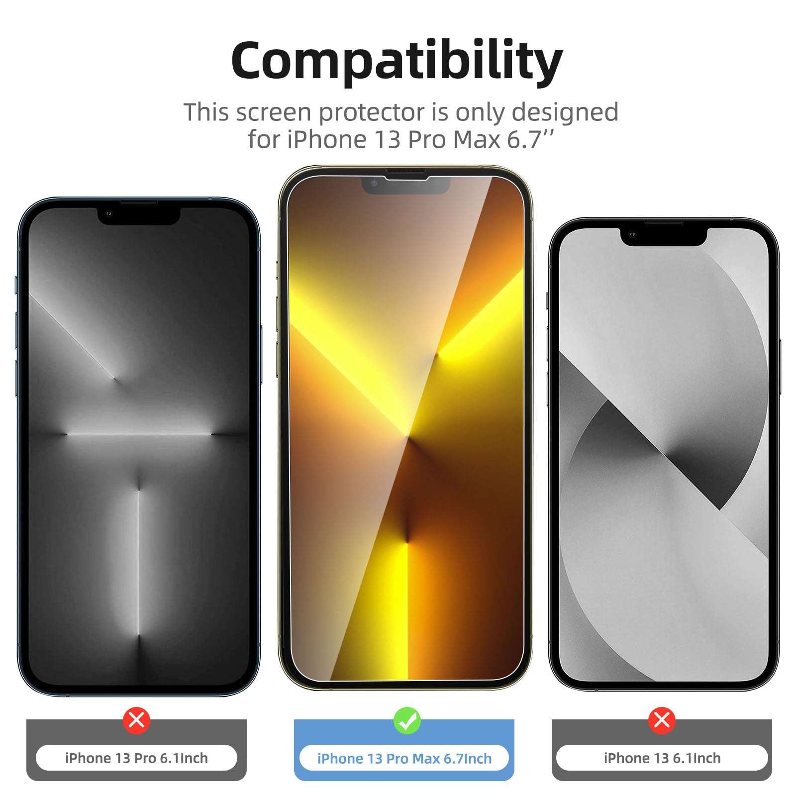 NEW'C 3x iPhone 13 Pro Max Screen Protector (6.7") + 3x Camera Lens | Sensor Protection | Dust Plug | Case Friendly | Tempered Glass Film | Ultra Resistant - Image 7