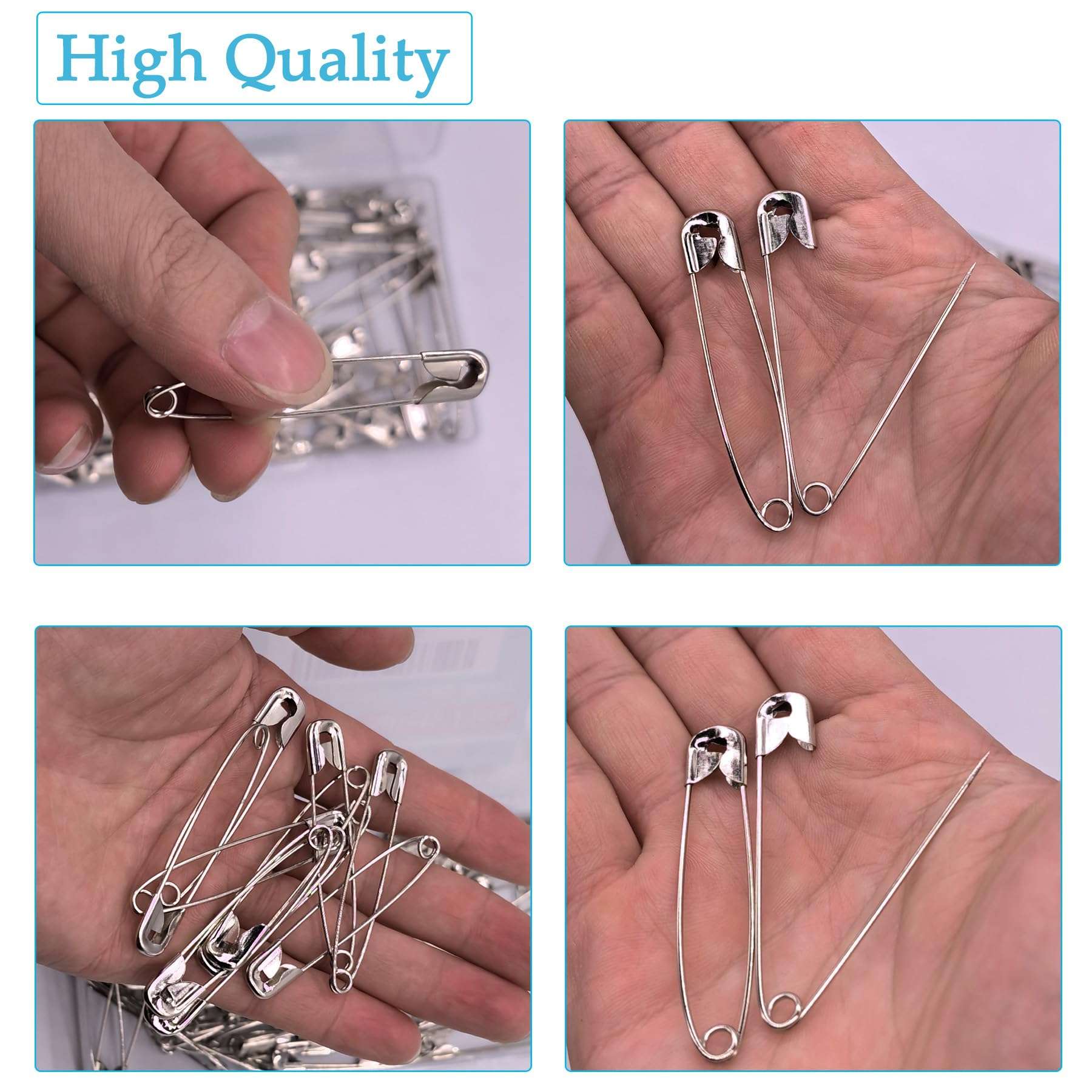 Urmspst Safety Pins, 100PCS-2.1Inch Small Safety Pins, Rust-Resistant Nickel Plated Steel, Sharp Edge Safety Pin for Clothes, Sewing, Arts & Craft, Small Decorative Safety Pins (Silver), UR-28 - Image 4