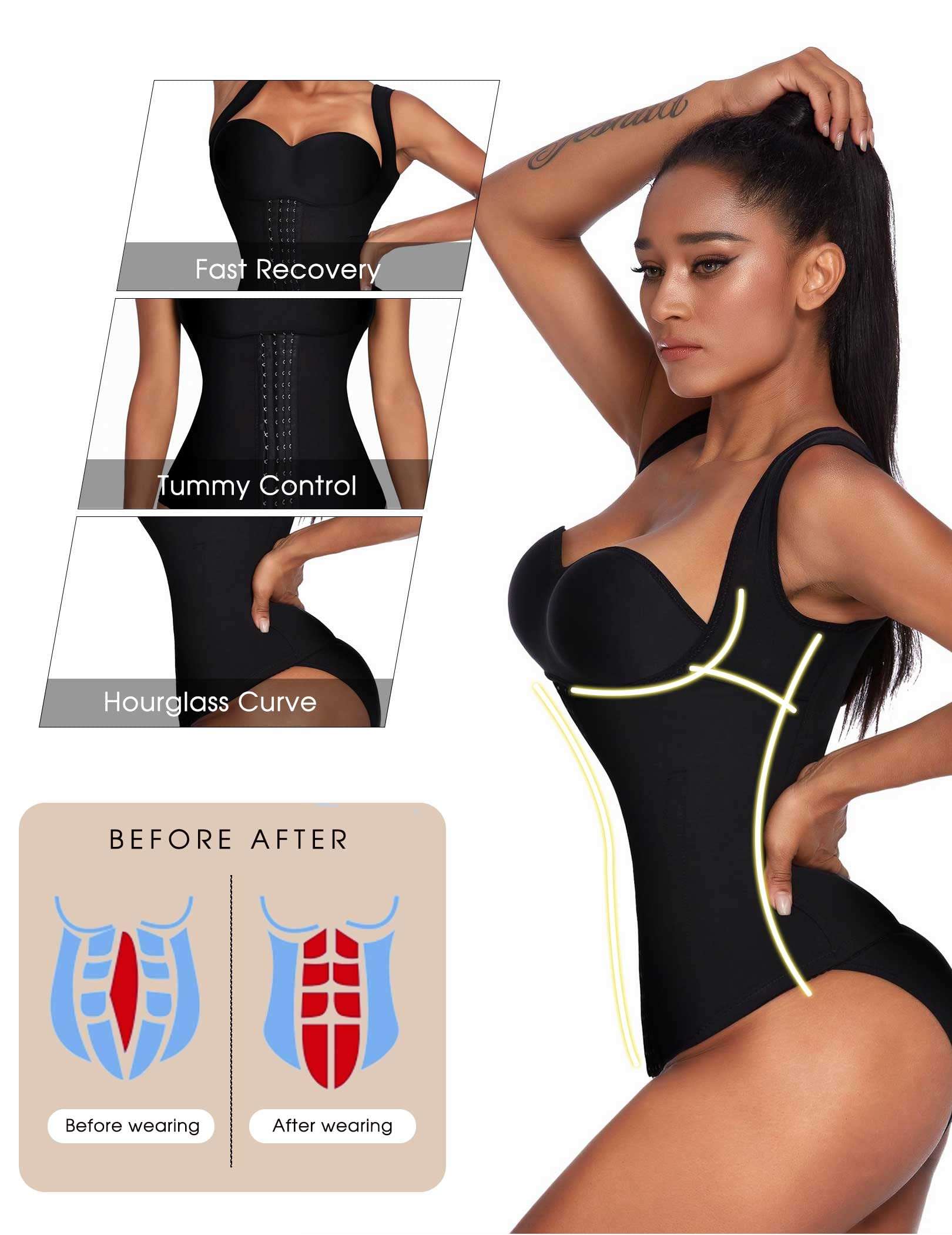 Ekouaer Women's Underbust Corset Waist Trainer Cincher Steel Boned Body Shaper Tummy Fat Burner S-4XL - Image 3