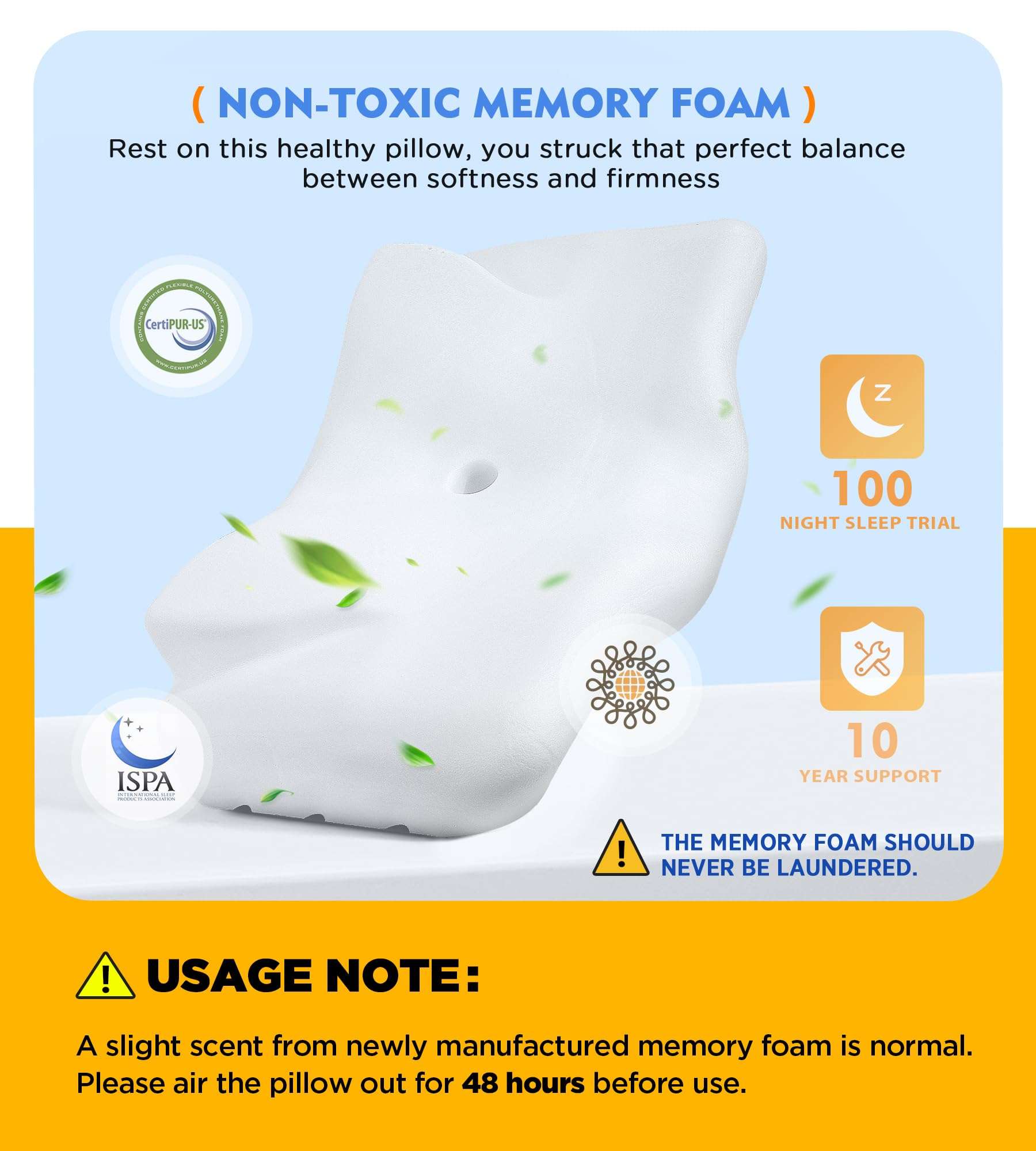 Osteo Cervical Pillow for Neck Pain Relief, Hollow Design Odorless Memory Foam Pillows with Cooling Case, Adjustable Orthopedic Bed Pillow for Sleeping, Support for Side Back Sleepers - Image 5