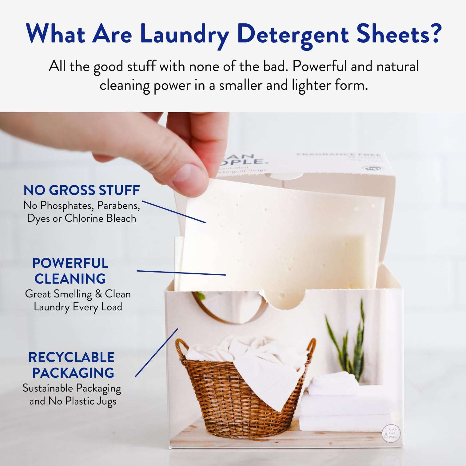 The Clean People Laundry Detergent Sheets - Laundry Soap - Ultra Concentrated, Recyclable Packaging, Stain Fighting - Fresh Scent, 32 Pack - Image 3