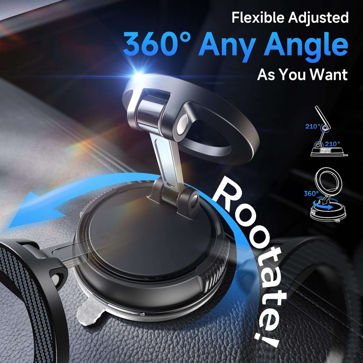 Car Phone Holder for Magsafe [78+LBS Strongest Suction & 2400gf Magnetic] 360° Adjustable Car Phone Mount, Phone Holders for Your Car for iPhone 17 Pro Max 16 15 14 13 12 Air Plus (Carbon Fiber) - Image 4