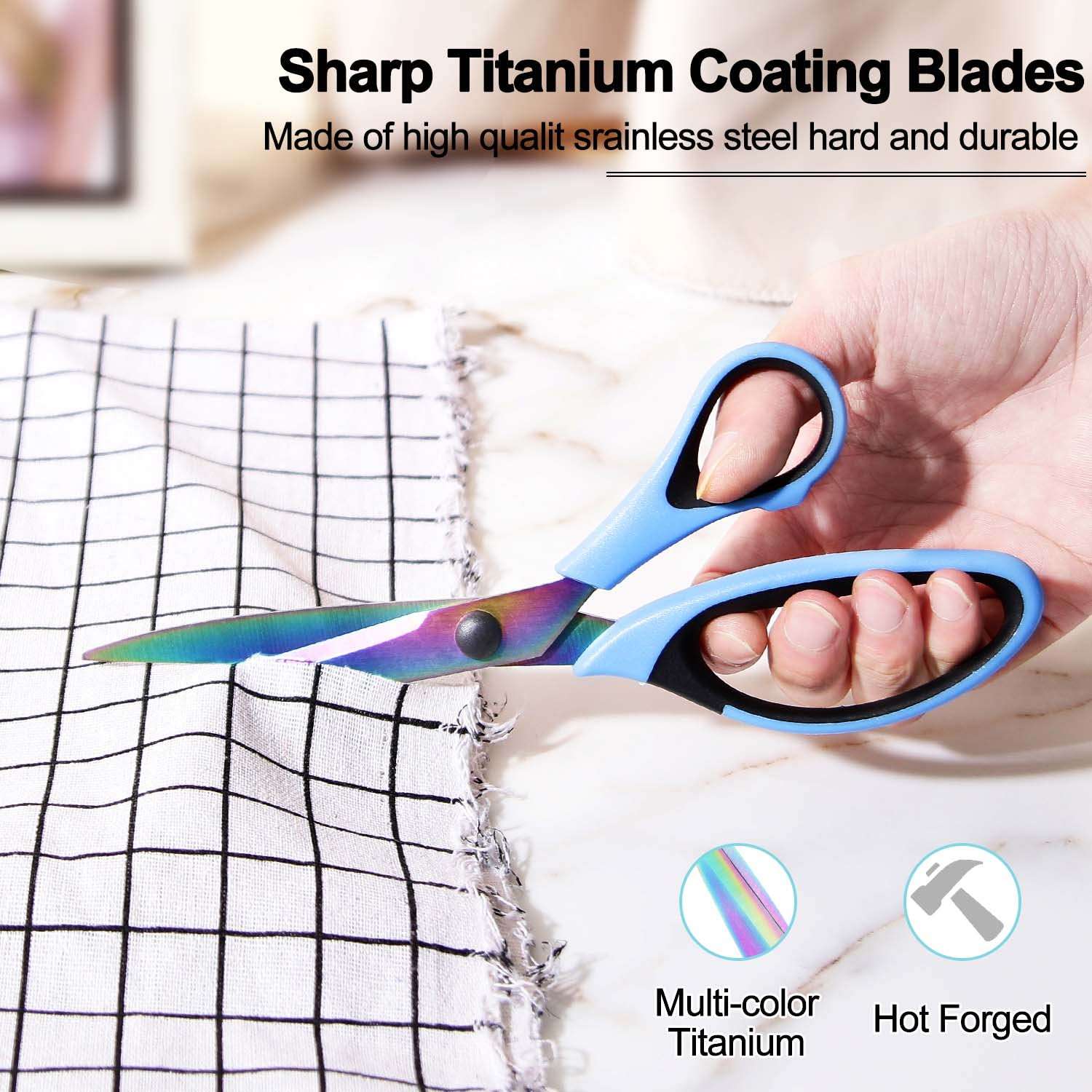 8.5" All-Purpose Scissors, 3-Pack Bulk Ultra Sharp Blade Shears, Comfort-Grip Sturdy Scissors for School, Office, Home, Sewing, Fabric, Craft Supplies, Right/Left Handed - Image 6