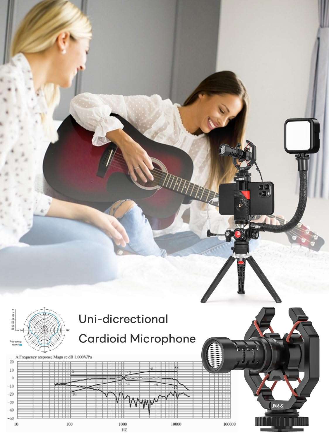 USKEYVISION Smartphone Video Vlogging Kit Metal Microphone Light Tiktok YouTube Podcast Equipment for iPhone 15/14/13 Mini/Pro/Max, Android Smartphone (V-Master) - Image 6