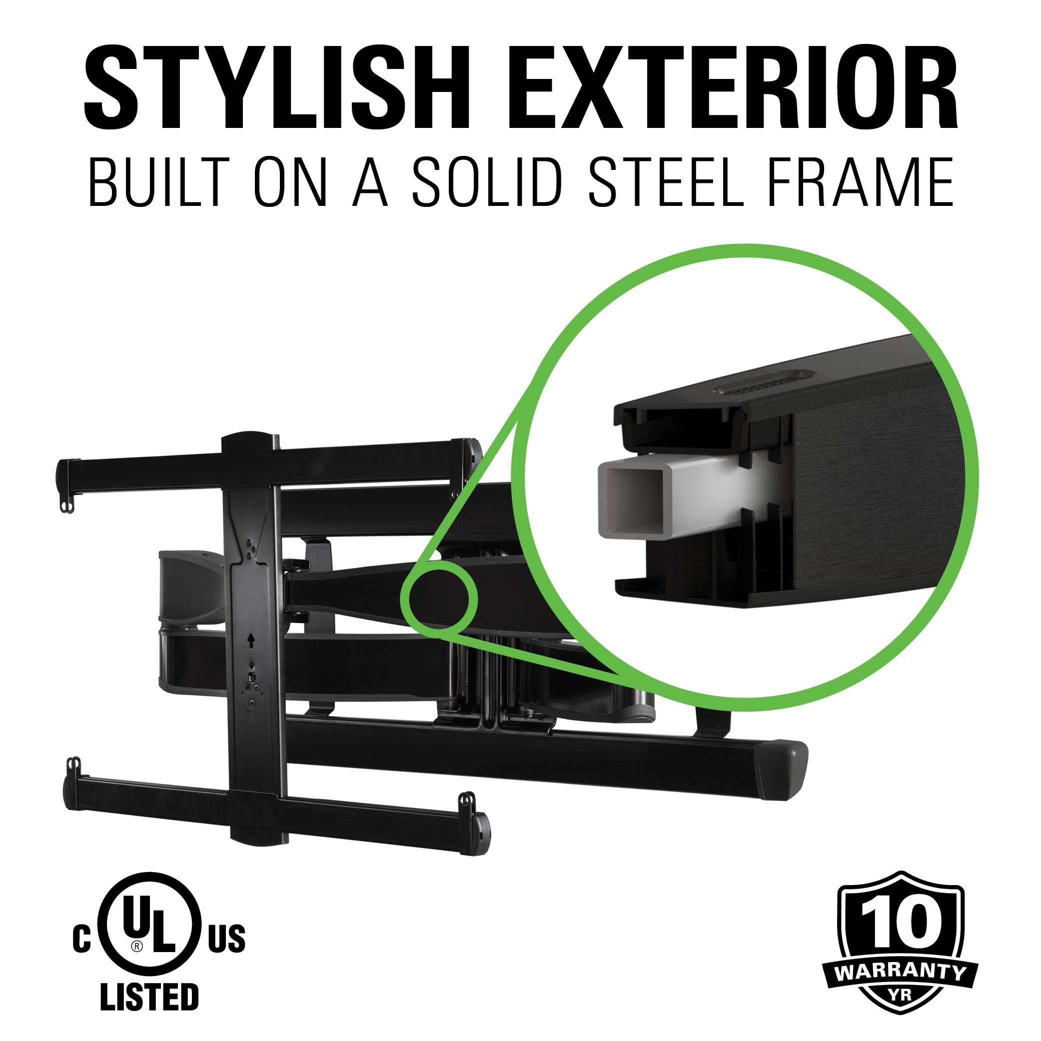 SANUS Full Motion TV Wall Mount for 42” to 90” TVs up to 125lbs – Extend, Swivel, Tilting TV Mount - Easy 3 Step DIY Install w/ Included Hardware - Black Finish - Image 7