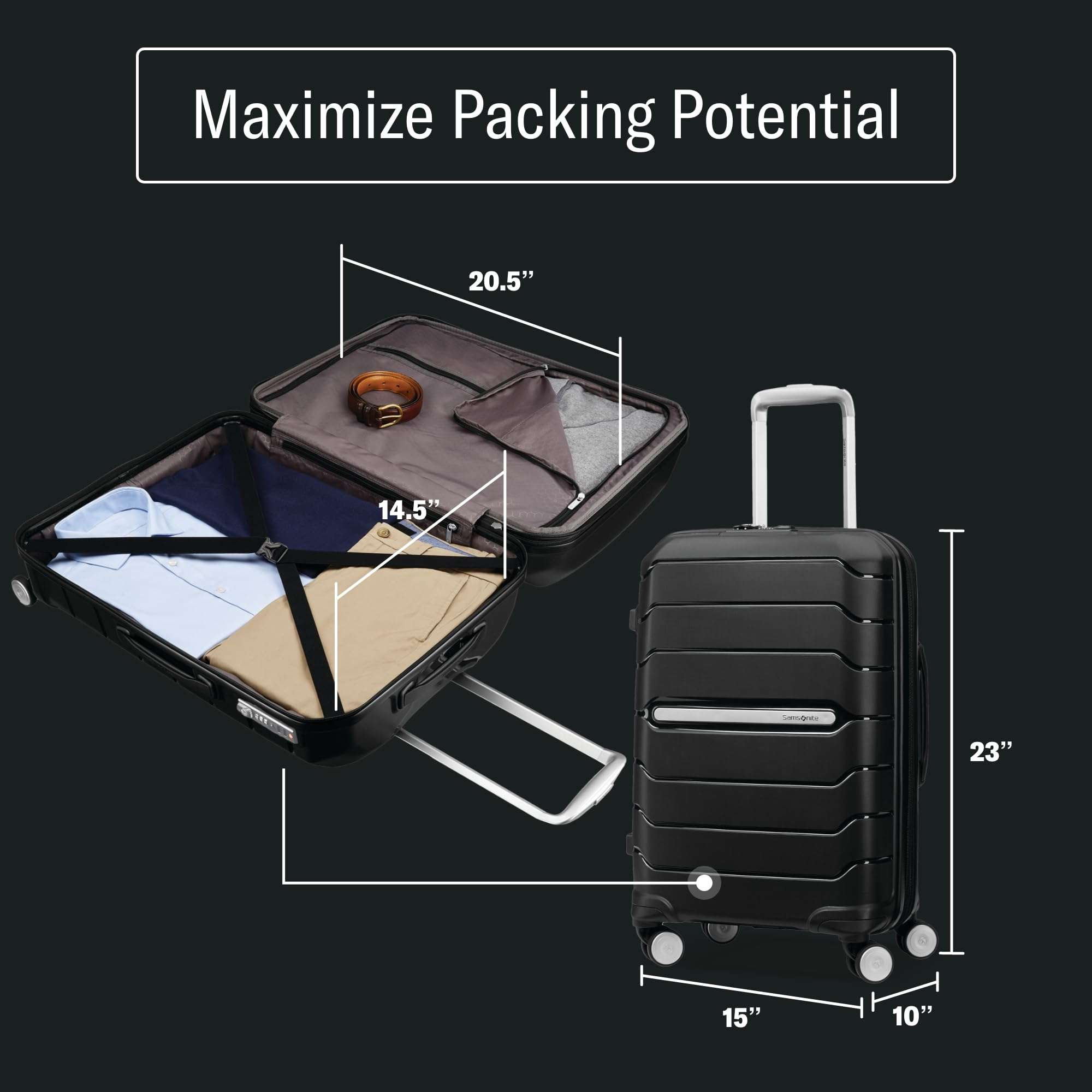 Samsonite Freeform Hardside Carry-On Luggage with Spinner Wheels - Hardshell Suitcase - TSA, Airline-Approved - Expandable Hard Shell, Smooth Rolling Wheels for Lightweight Travel – Black - Image 2