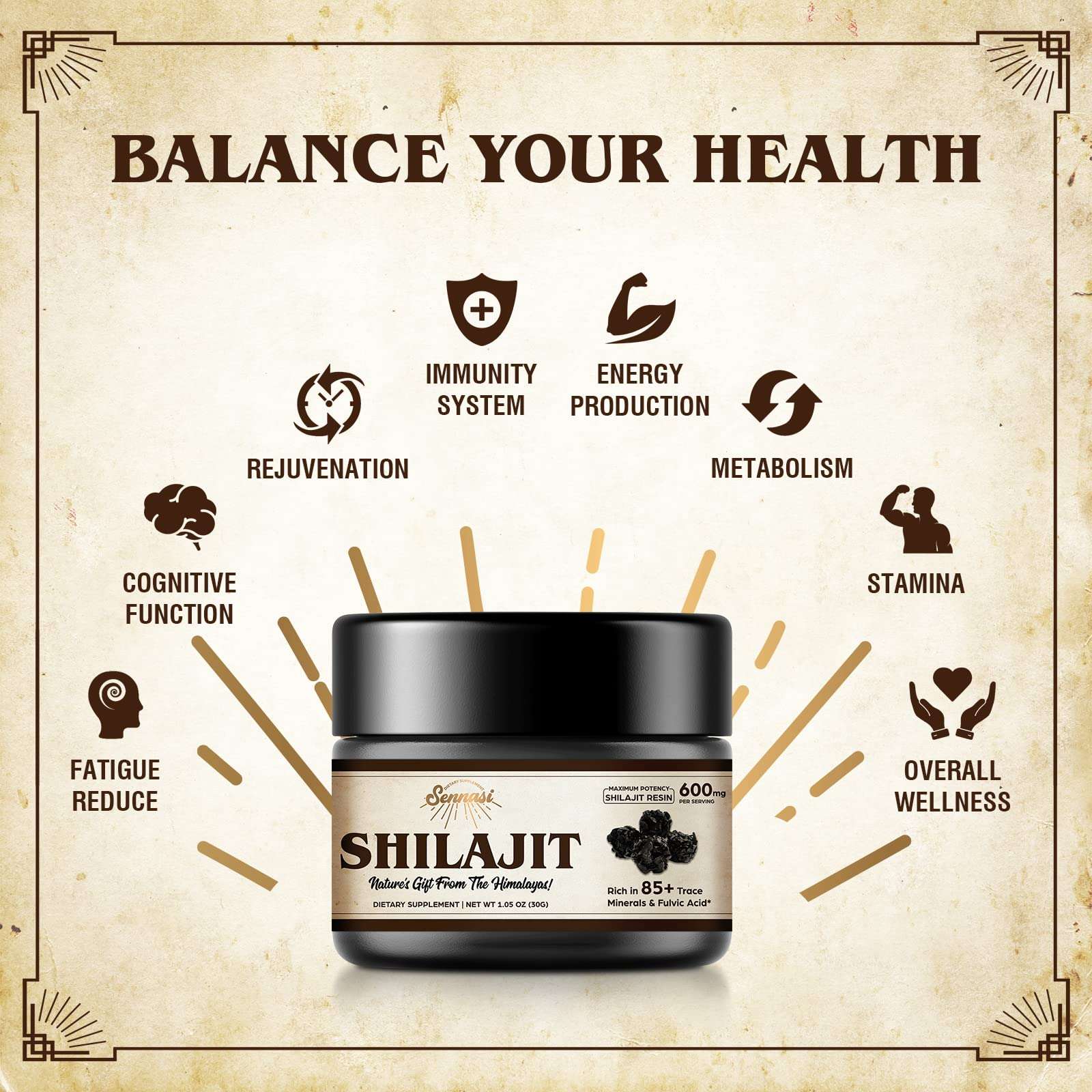 Shilajit Pure Himalayan Organic Shilajit Resin - 600mg Maximum Potency Natural Organic Shilajit Resin with 85+ Trace Minerals & Fulvic Acid for Energy, Immune Support, 30 Grams (1 Pack) - Image 4