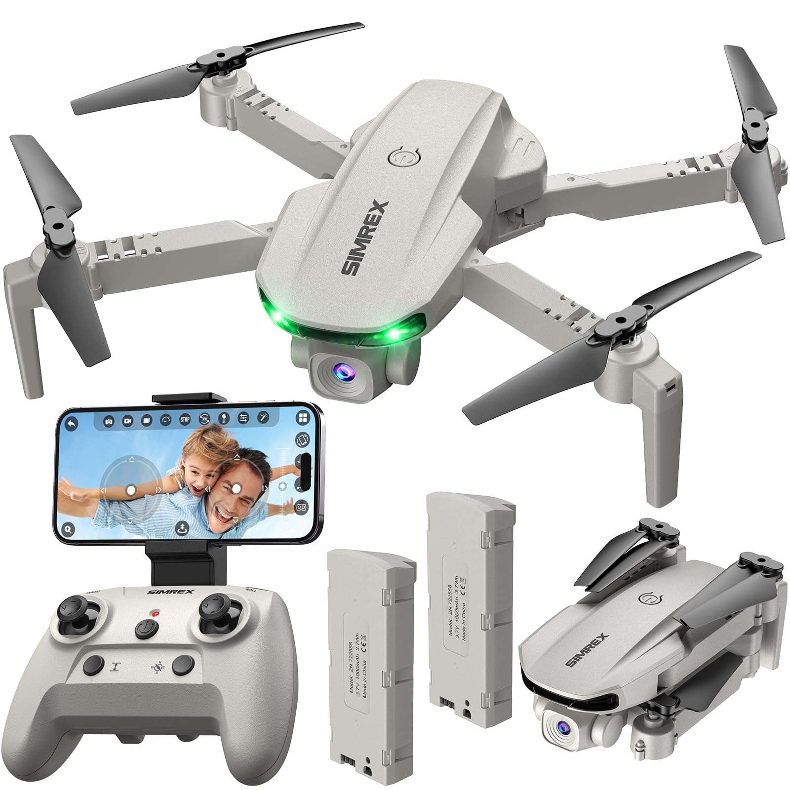 SIMREX Drone With Camera 1080P for Kids And Adults, RC Quadcopter with Altitude Hold, Mini Drone With One Key Start, Waypoint Fly, Headless Mode, 3D Flip, 3 Speeds, Remote Control Drone for Beginners - Image 1