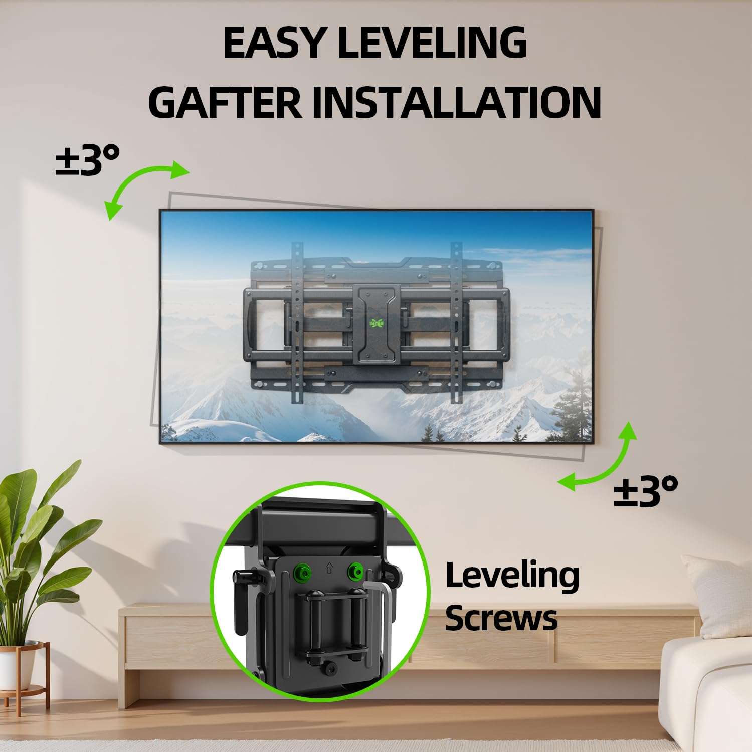 USX MOUNT UL Listed Heavy Duty TV Wall Mount for 32-90" TVs up to 150lbs with 8" Sliding Design, Ultra-Large TV Mount Bracket for up to 24" Studs with Swivel, Tilt & Leveling, Max VESA 600x400mm - Image 9