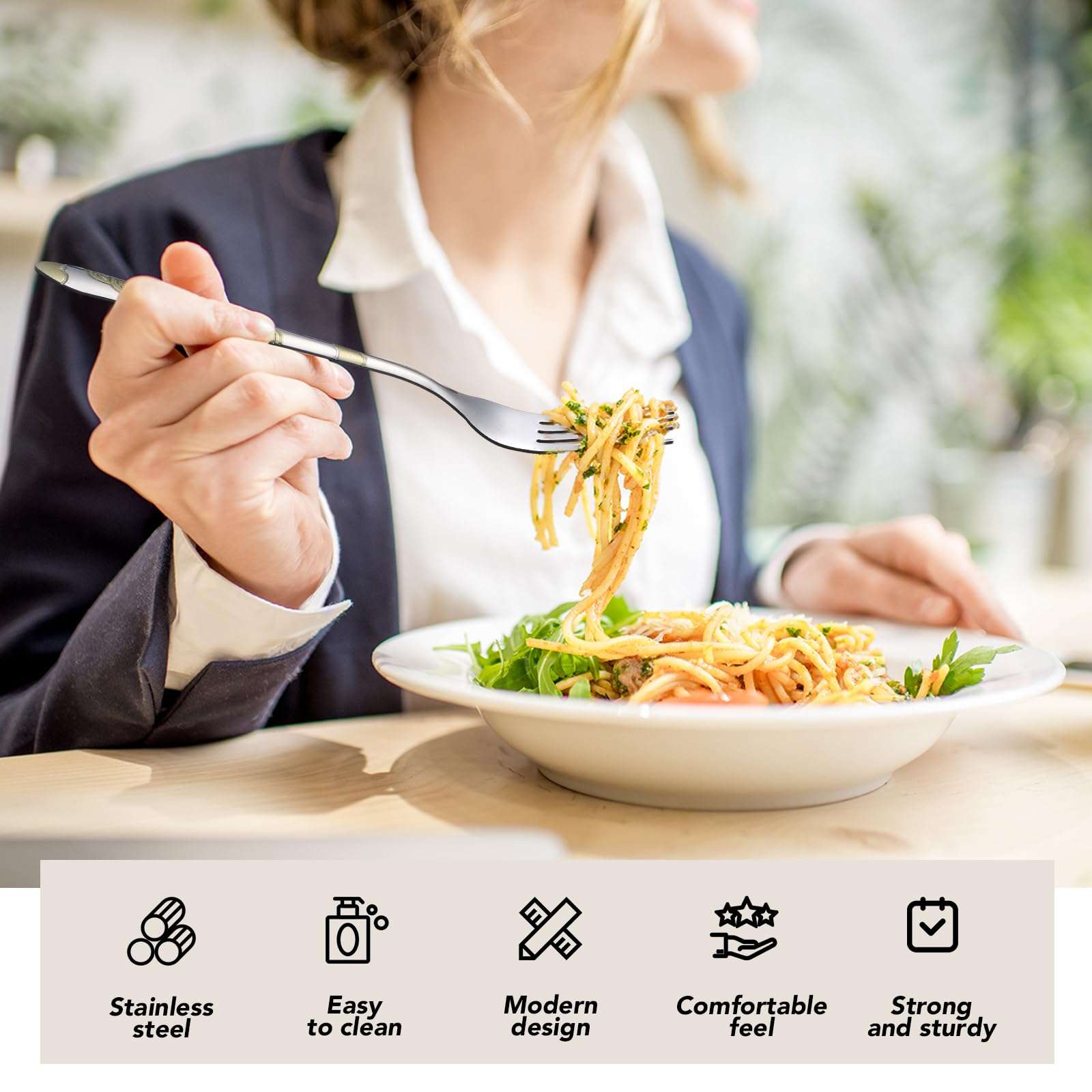 Syhood 100 Pieces Stainless Steel Dinner Forks Set Bulk, 7.1 Inch Metal Forks Gold Texture Flatware for Home Restaurant Catering Events Silverware Kitchen - Image 5
