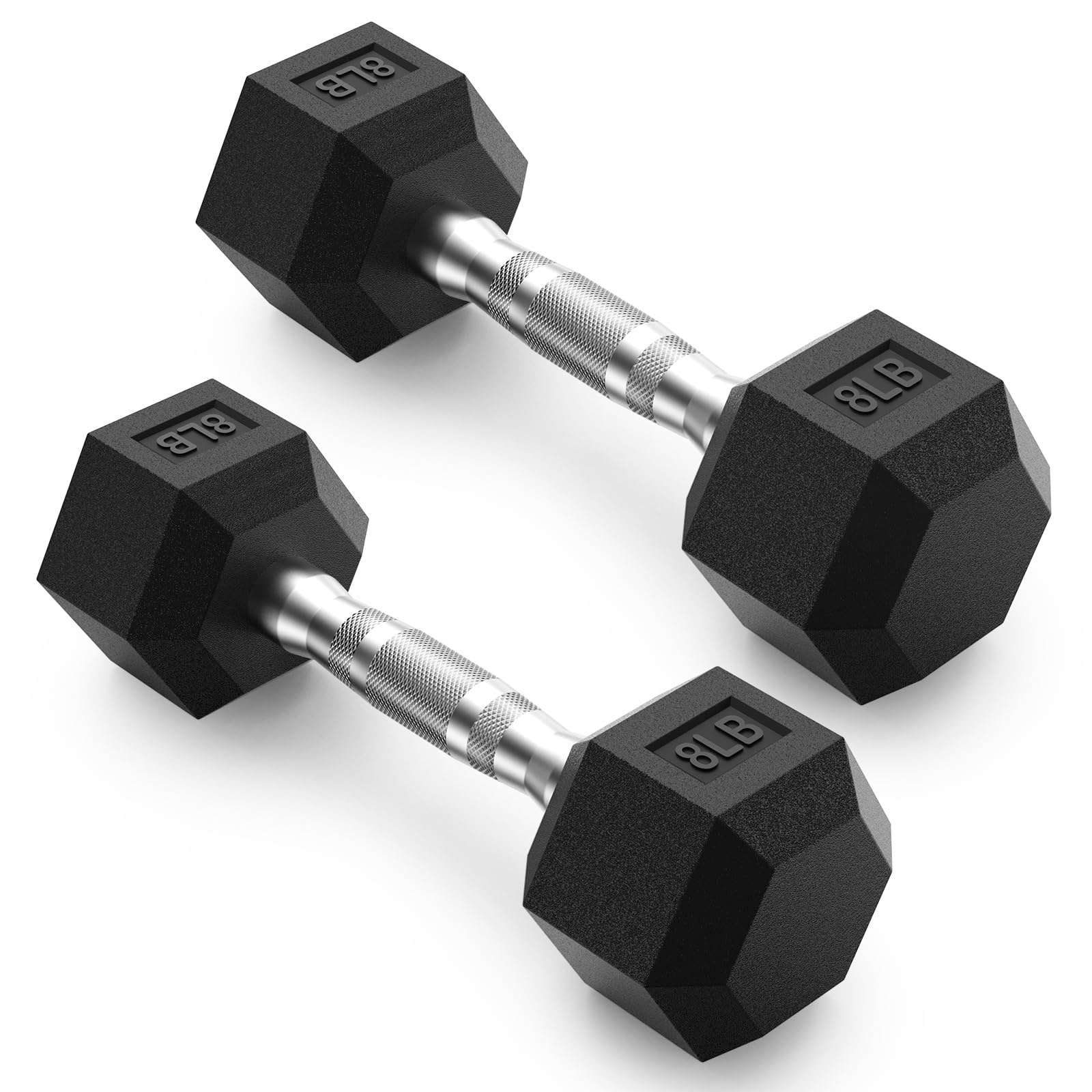 PAPABABE HEX Dumbbell Set 2.5-125lb, Rubber Encased Home Gym Dumbbells, Exercise & Fitness Weights Dumbbells for Women & Men, Hand Weight for Strength Training - Image 1