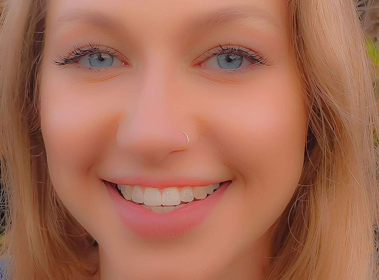 Fake Nose Ring Gold - Tiny & Thin 24 Gauge Faux Nose Hoop Piercings - Smooth 14k Gold Filled Clip On Nose Piercing Rings For Women - No Piercing Needed - Gift-Ready - Image 3
