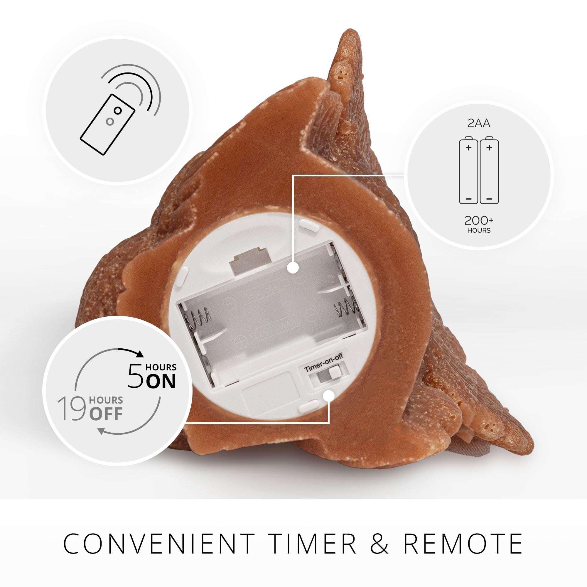 Luminara Flameless Fall Harvest Decor - Turkey Figural LED Candle Natural Color, Adobe, 5.3" x 7.5" Real Wax Moving Flame Battery Operated w/Timer - Image 4