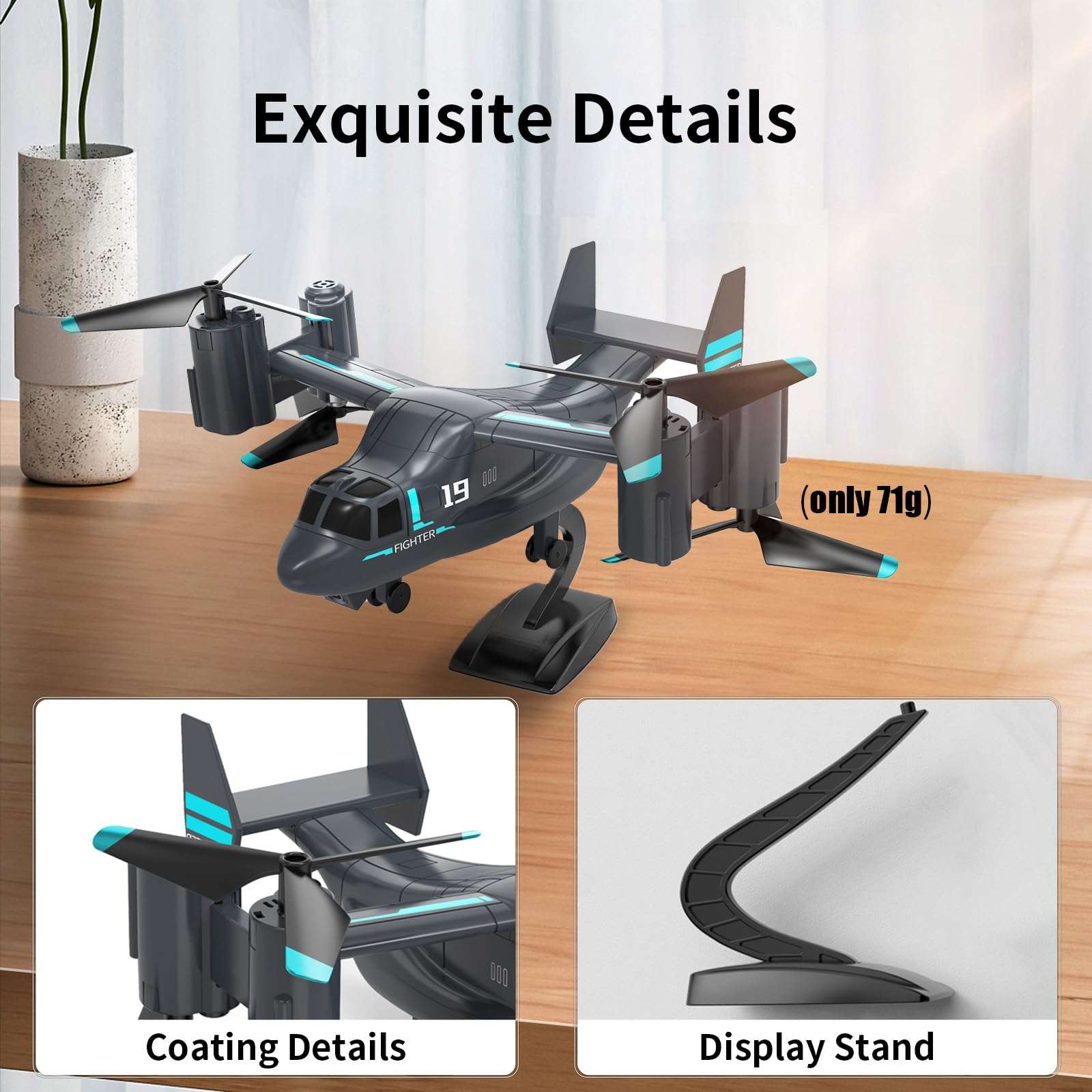 Helicopter Remote Control, LM19 Ospery Military RC Helicopter with Live Camera for Military Fans, Flying and Land Gliding Mode, One Key take Off/Landing, Remote Control Helicopter for Boys 12-15 - Image 7