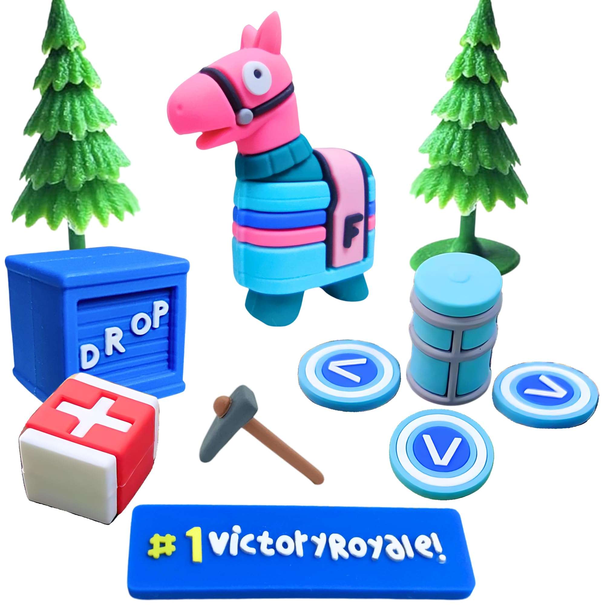 Markhomia Lemoneon Video Game Cake Toppers Upgraded Designs V2 Battle Royale Llama Decoration for Birthday Party Cake Decor 11Pcs/Set - Image 1