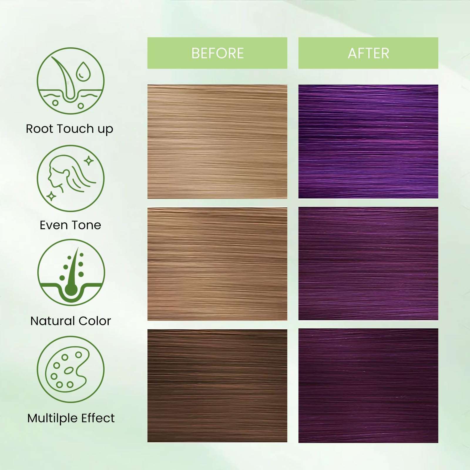 Fedulili Hair Dye Shampoo 3-in-1, Instant Natural Hair Color Treated Shampoo for Women Men Champu Para Canas Mujer Purple, Lasting 3-4 Weeks & Easy to Use & All Hair Types & Root Touch Up, 500ml - Image 6