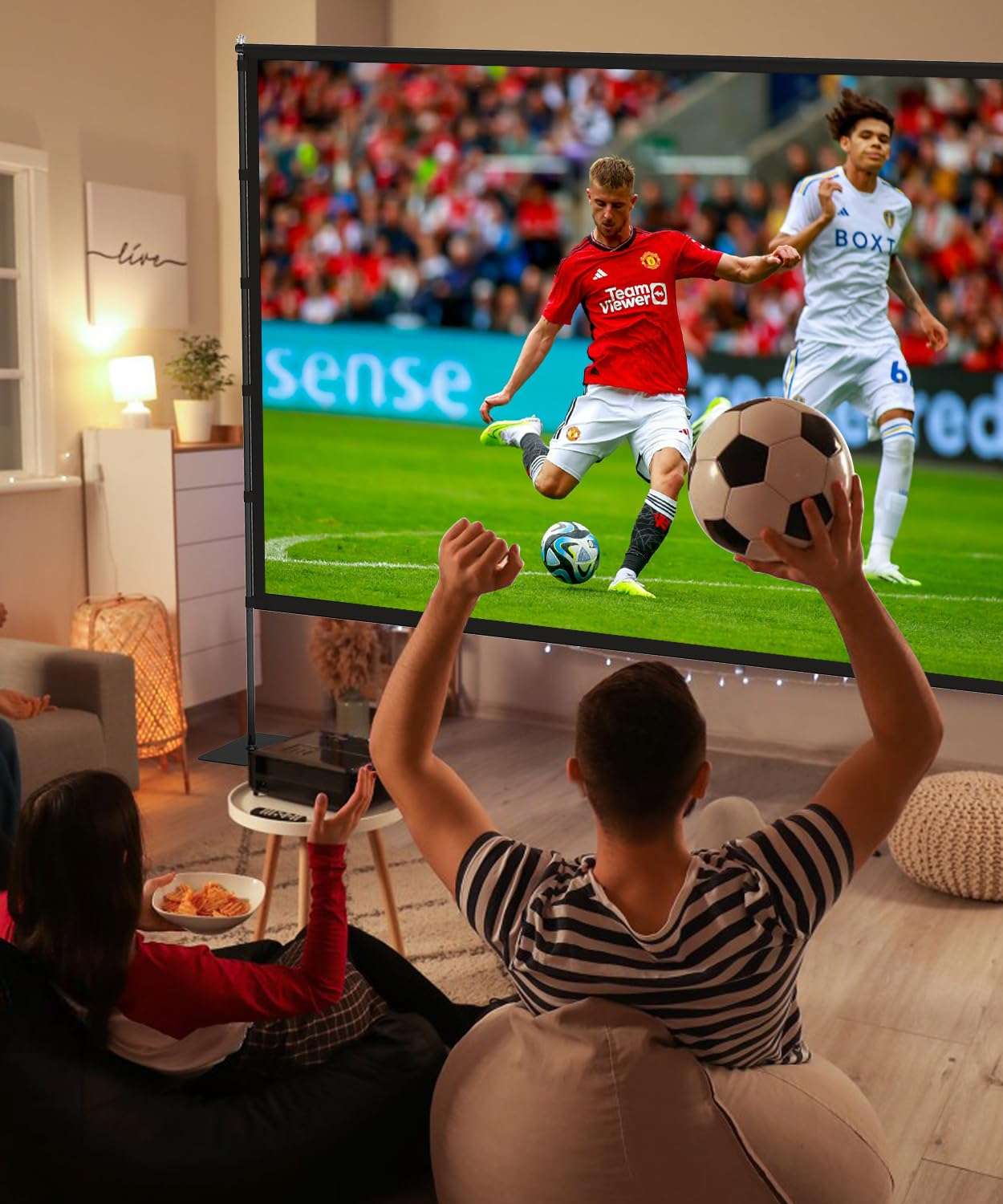 Outdoor-Projector-Screen-with-Stand - 120 inch Portable Projector Screen Indoor Outdoor Projector Screens 16:9 4K HD Lightweight Movie Screen with Carry Bag for Backyard Movie Night - Image 3