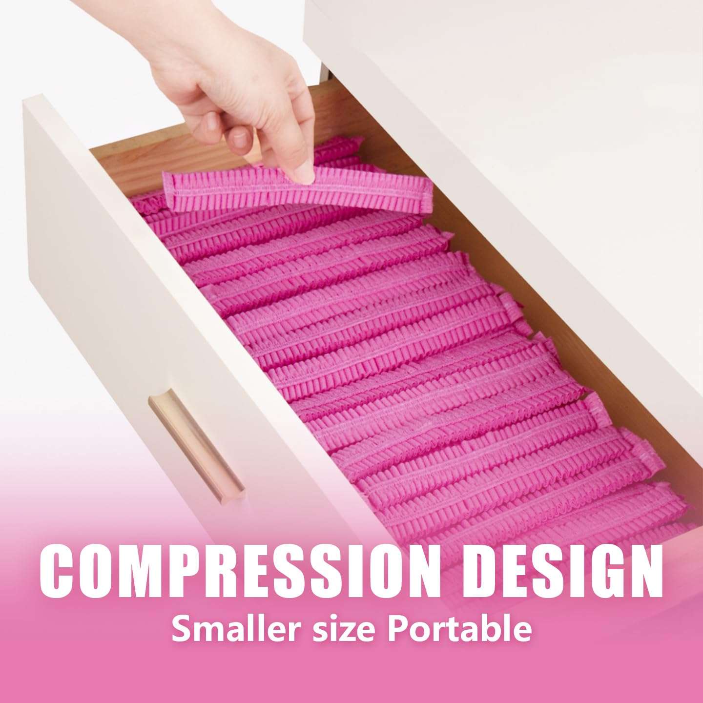 Disposable non-woven striped shoe covers (100 pcs - 50 pairs) durable, breathable, moisture-proof, thickened, odourless, simple and stylish design, suitable for men's size and women's size (Pink.) - Image 6