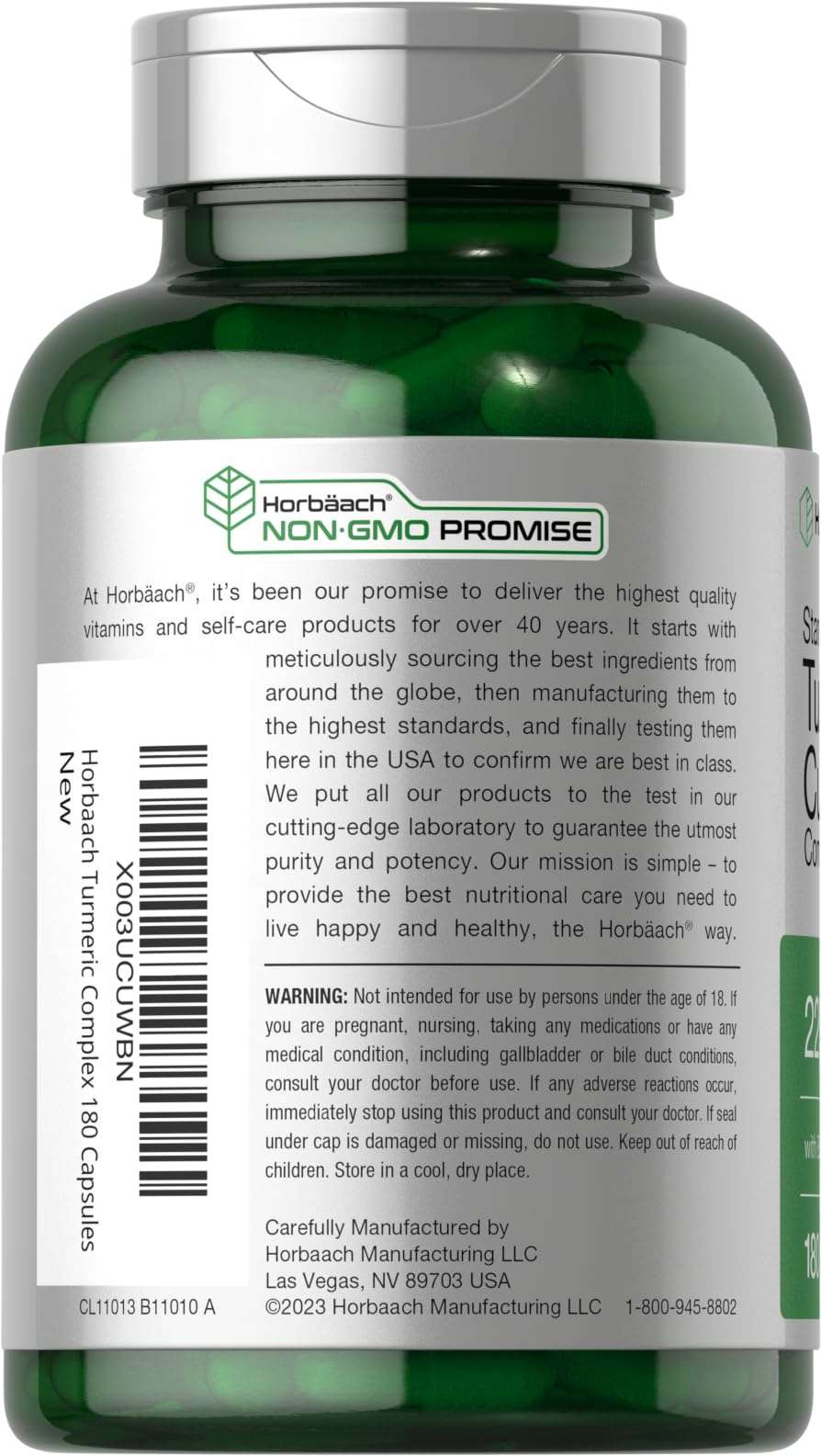 Horbäach Turmeric Curcumin Supplement | 2250mg | 180 Capsules | with Black Pepper & Tart Cherry | Non-GMO & Gluten Free - Image 3