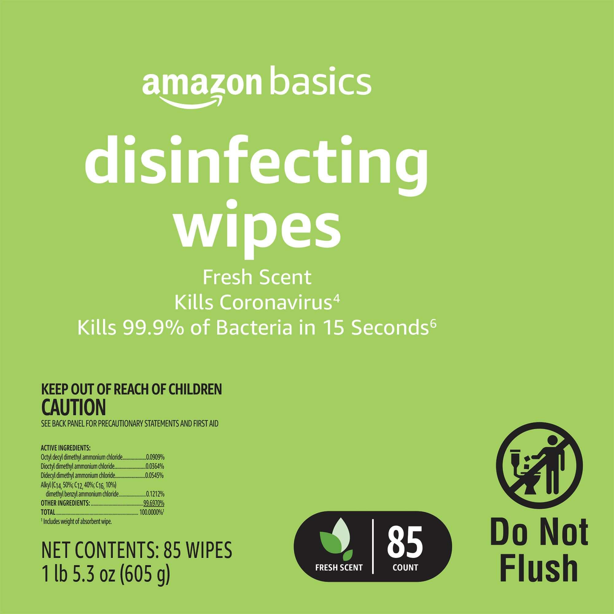 Amazon Basics Disinfecting Wipes, Lemon & Fresh Scent, Sanitizes, Cleans & Deodorizes, 255 Count (3 Packs of 85) - Image 4
