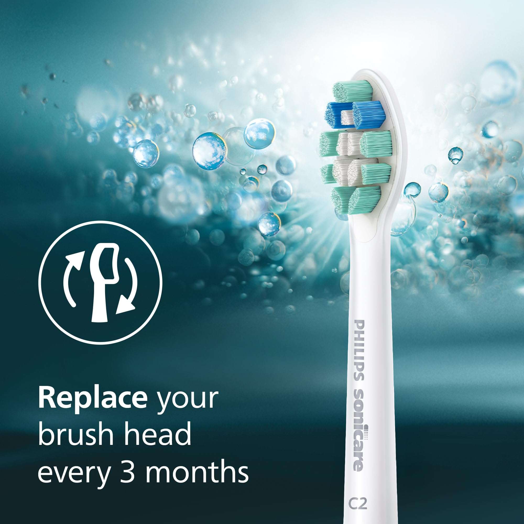 Philips Sonicare C2 Plaque Control - Genuine Replacement Electric Toothbrush Heads, White, 3 Pack, HX9023/65 - Image 9