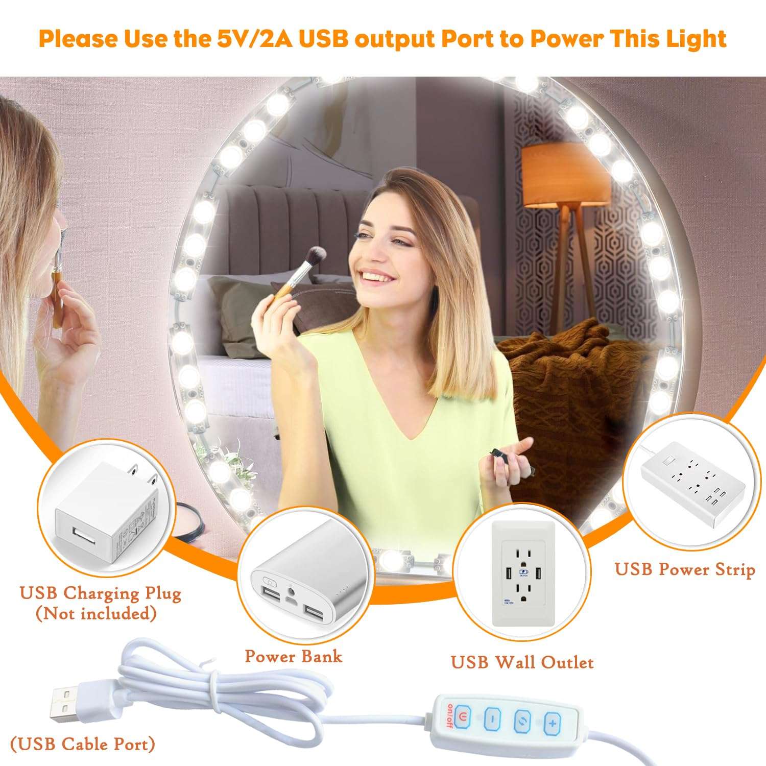 DLOMT Vanity Lights for Mirror LED Makeup Light Strip with 3 Color Temperature Lighting Modes and Dimmable Stick on Vanity Bathroom Mirror,Ultra Bright (Mirror Not Included) - Image 6