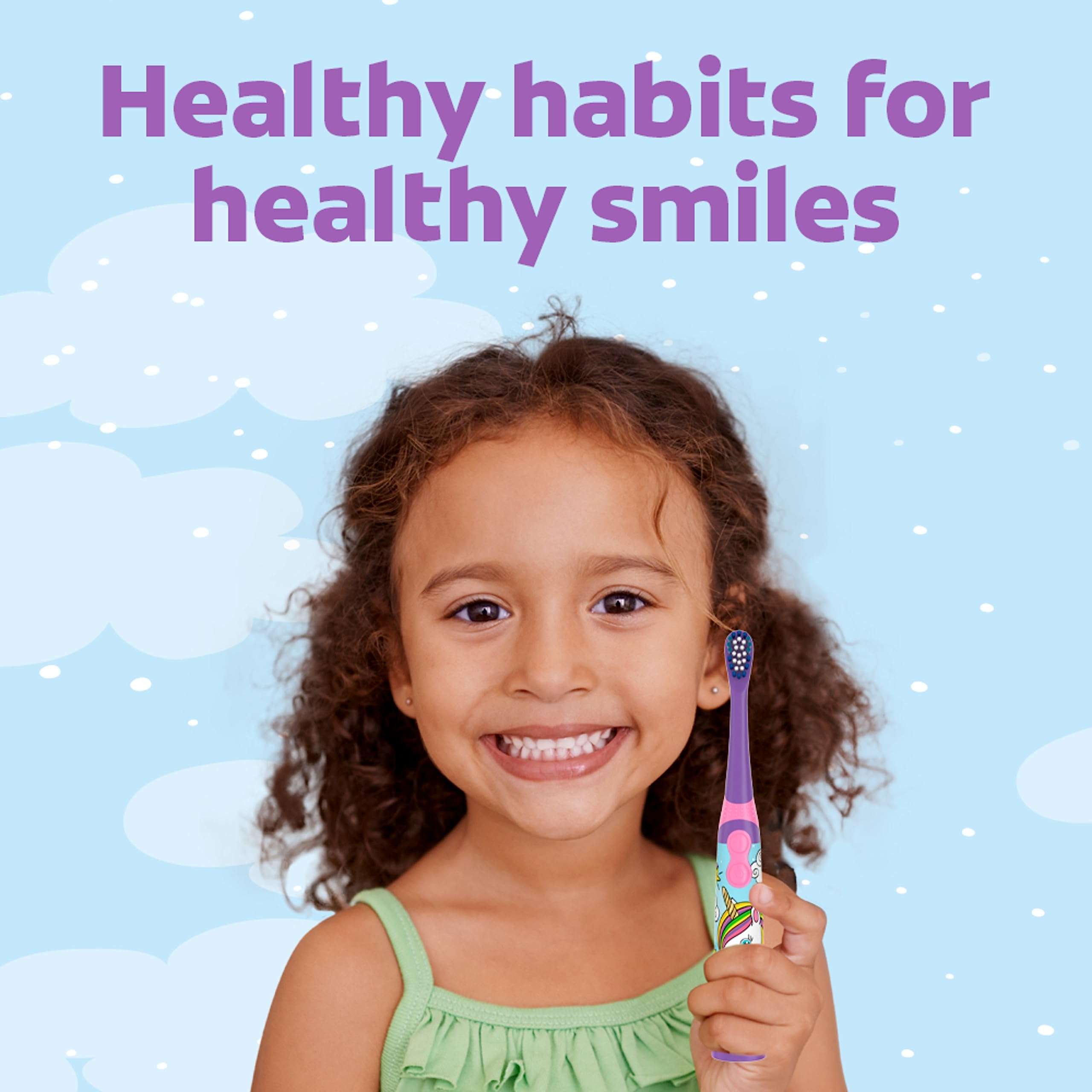 Colgate Kids Battery Powered Toothbrush, Kids Battery Toothbrush with Included AA Battery, Extra Soft Bristles, Flat-Laying Handle to Prevent Rolling, Unicorn Toothbrush, 1 Pack - Image 7