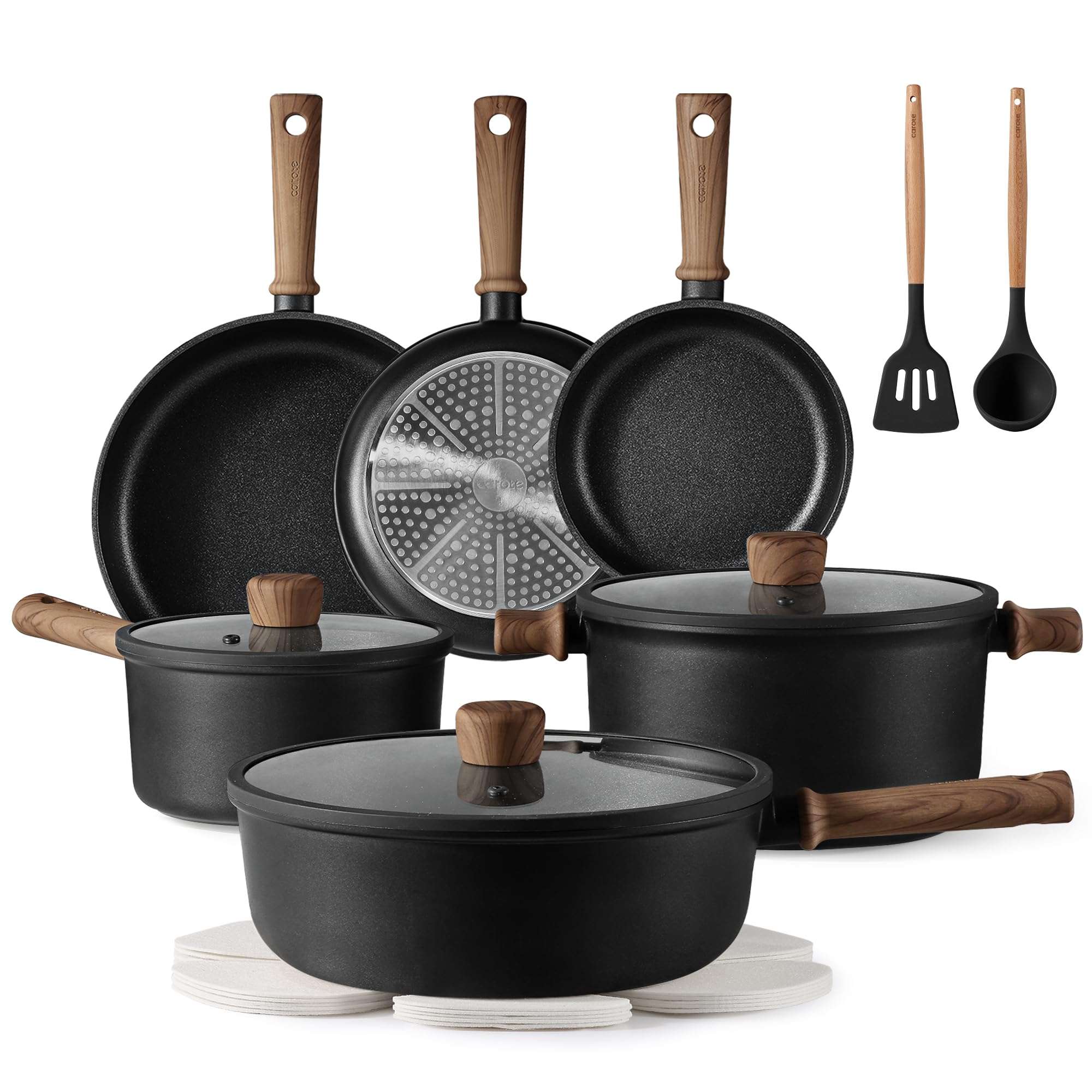 CAROTE Nonstick Pots and Pans, Induction Cookware Set 16pcs Kitchen Cooking Sets, Pot and Pan Non Stick w/Frying pan (PFOS, PFOA Free) - Image 1